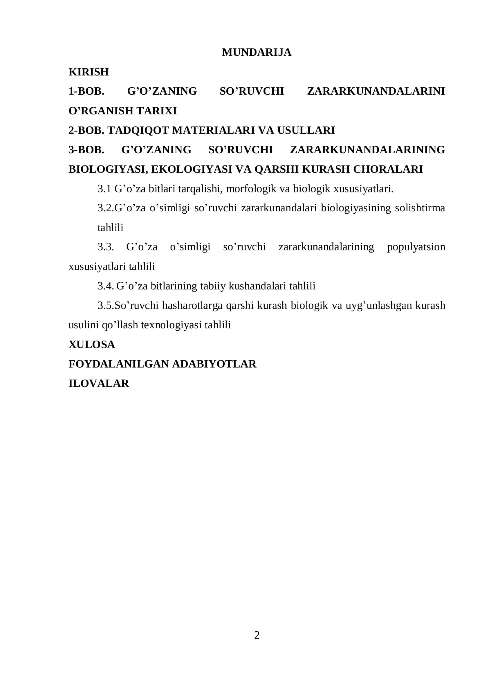 SO’RUVCHI ZARARKUNANDALARI: TURLAR TARKIBI, BIOLOGIYASI, OLDINI OLISH VA QARSHI KURASH 2