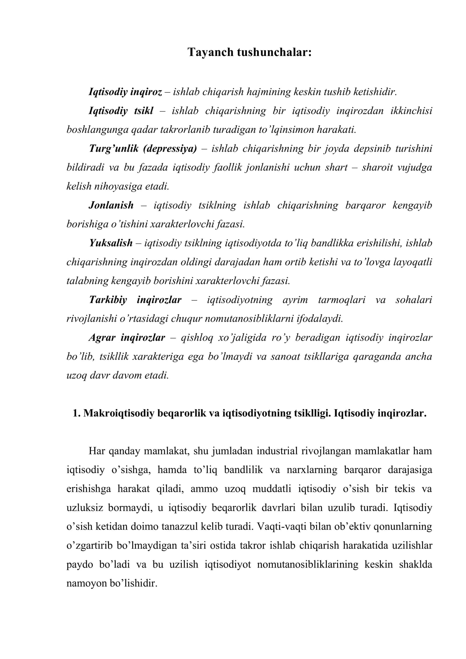 Iqtisodiyotning tsiklliligi va makroiqtisodiy beqarorlik 2
