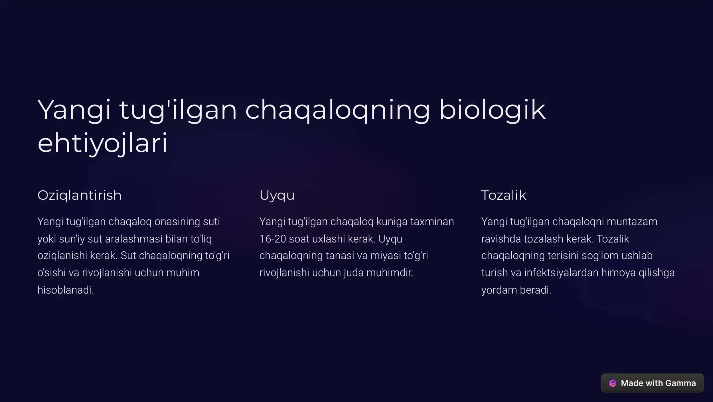 Yangi tug'ilgan chaqaloq biologiyasi 2
