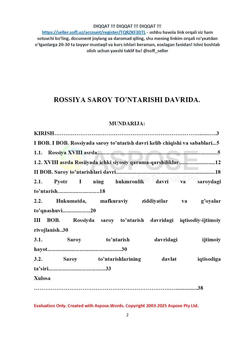 Rossiya saroy to‘ntarishlari davri 2
