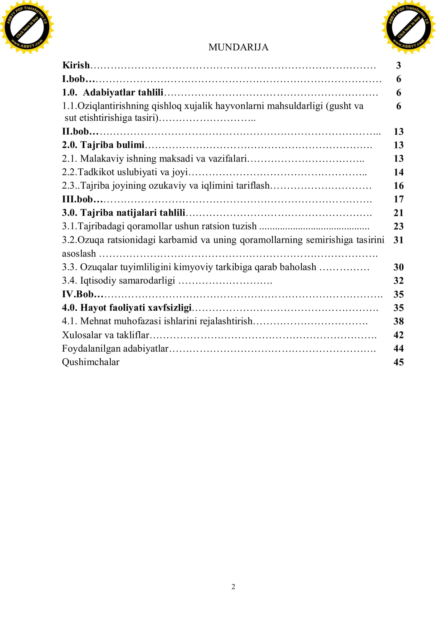 Oziqa ratsionidagi karbamid va uning qoramollarning semirishiga tasirii 2