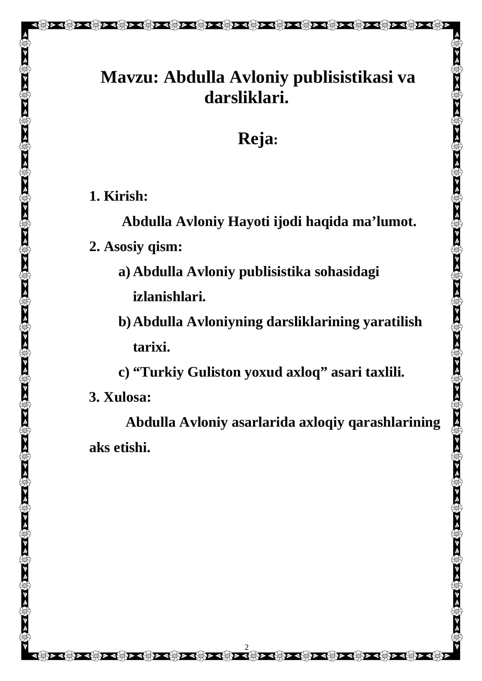 Abdulla Avloniy publisistikasi va darsliklari 2