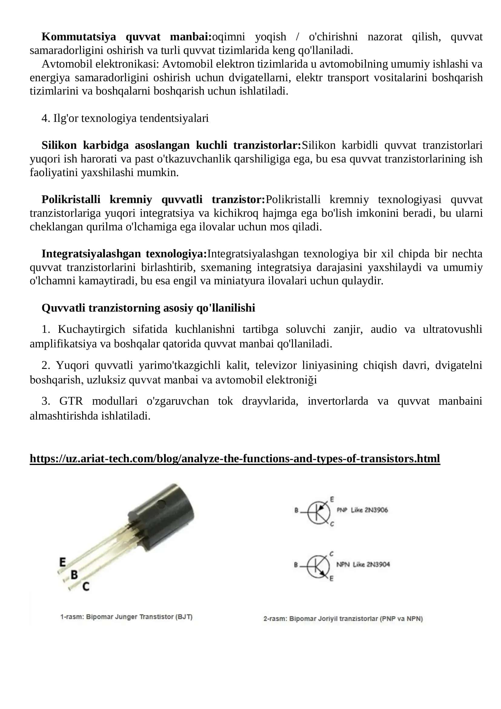 Quvvat tranzistorlari 2