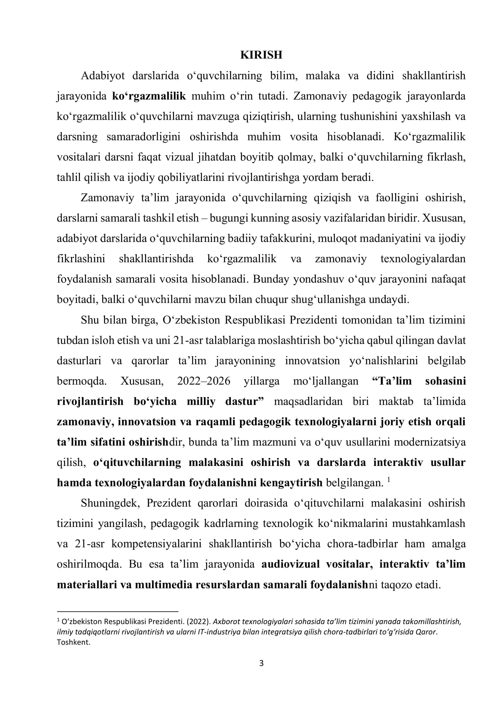 ADABIYOT DARSLARIDA KO‘RGAZMALILIKNI TASHKIL ETISH. AUDIOVIZUAL VA TEXNIK VOSITALARDAN FOYDALANISH 2