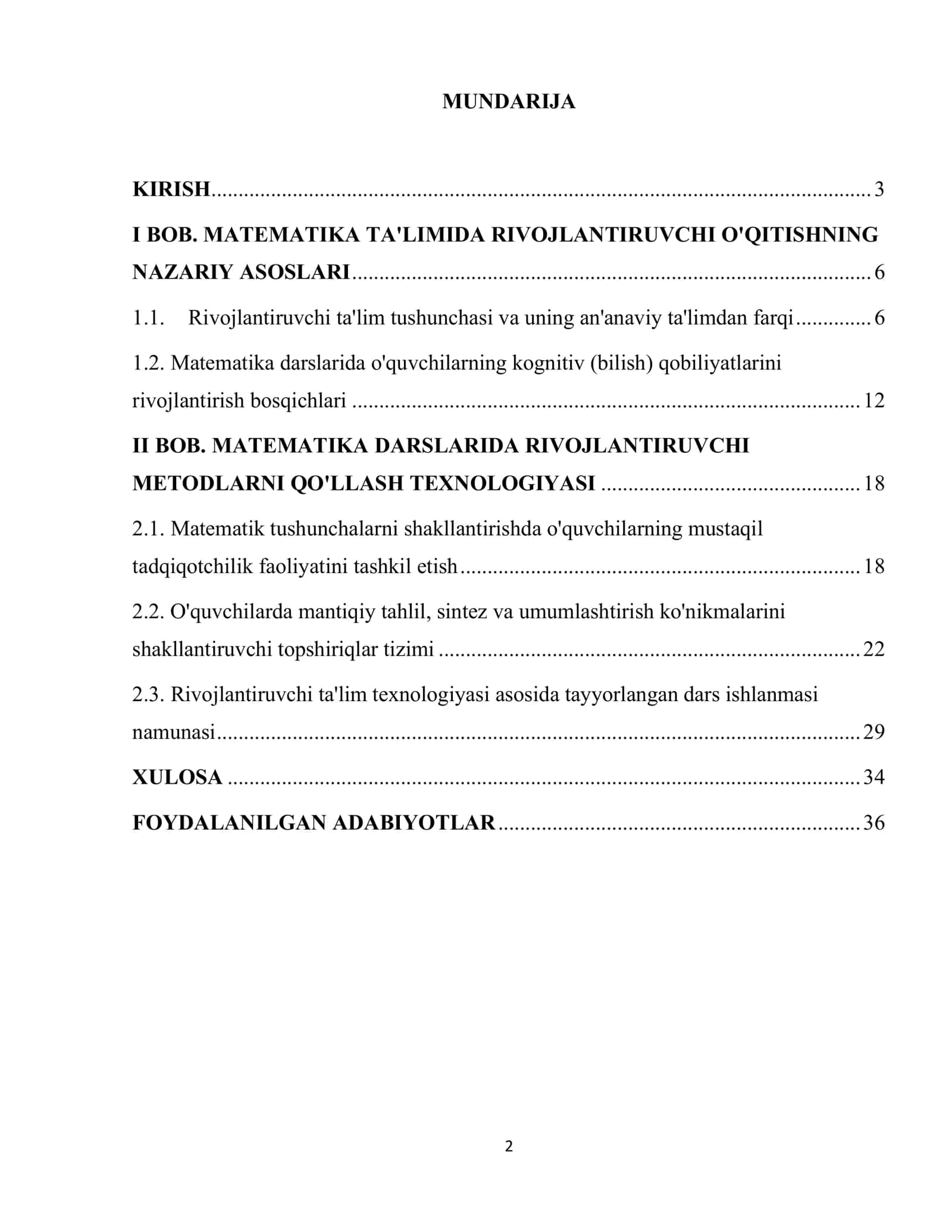 Umumiy o'rta ta'limda matematikani o'qitishda rivojlantiruvchi ta'lim metodlaridan foydalanish metodikasi 2