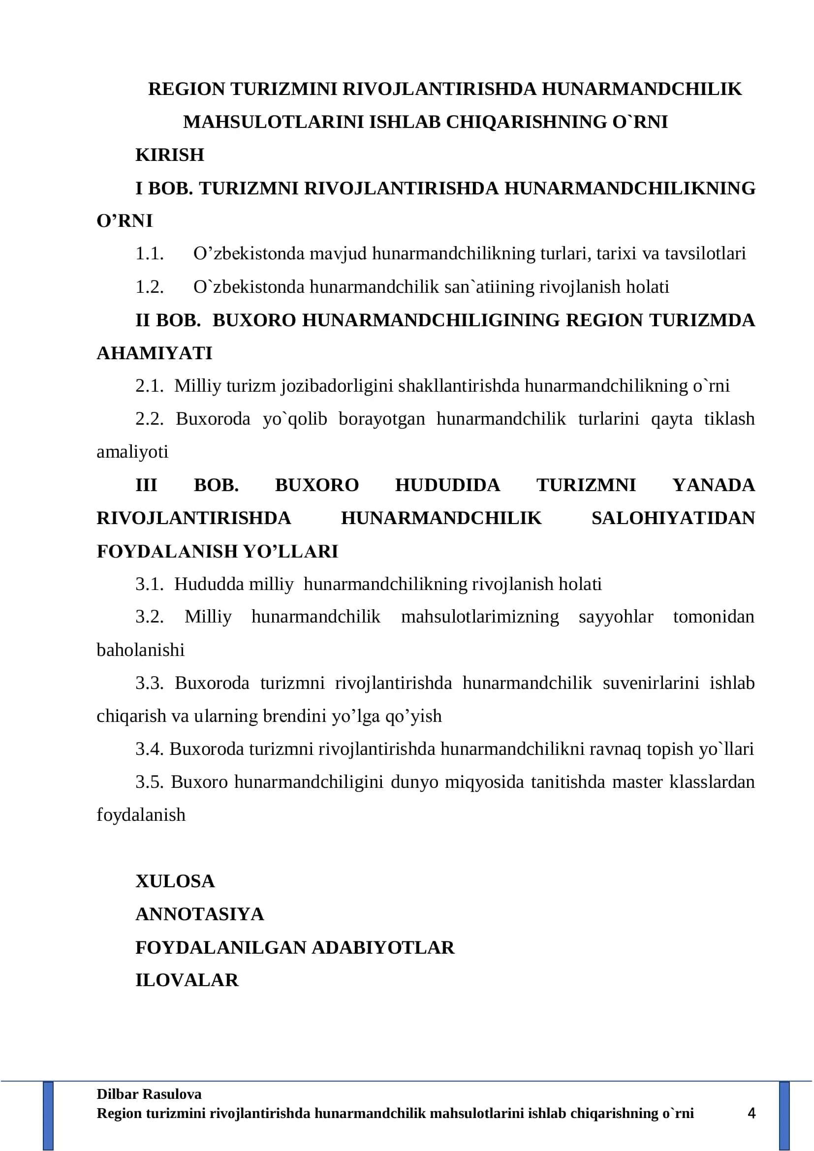 Region turizmini rivojlantirishda hunarmandchilik mahsulotlarini ishlab chiqarishning o`rni 2