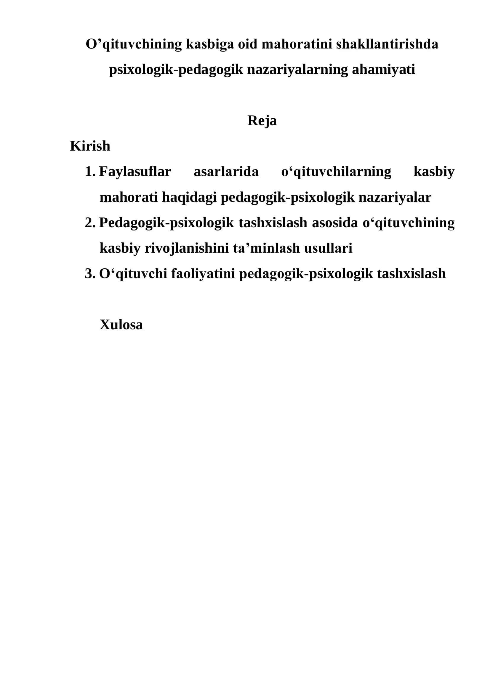 O’qituvchining kasbiga oid mahoratini shakllantirishda psixologik-pedagogik nazariyalarning ahamiyati 2