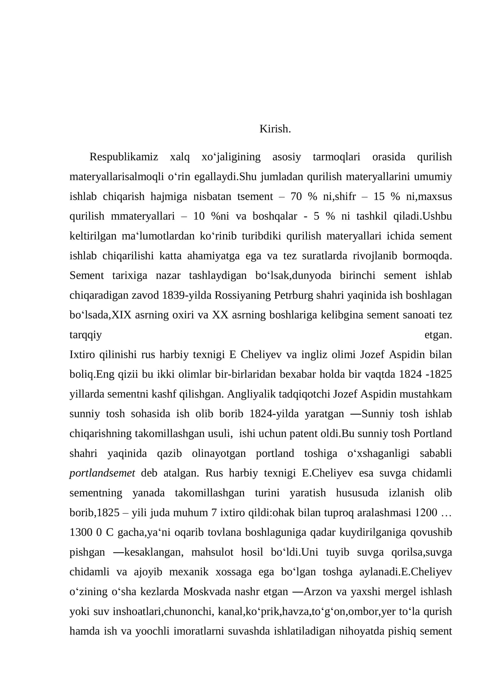 '' Kampazitsion partland sement ishlab chiqarish zavodini loyihalash'' 2