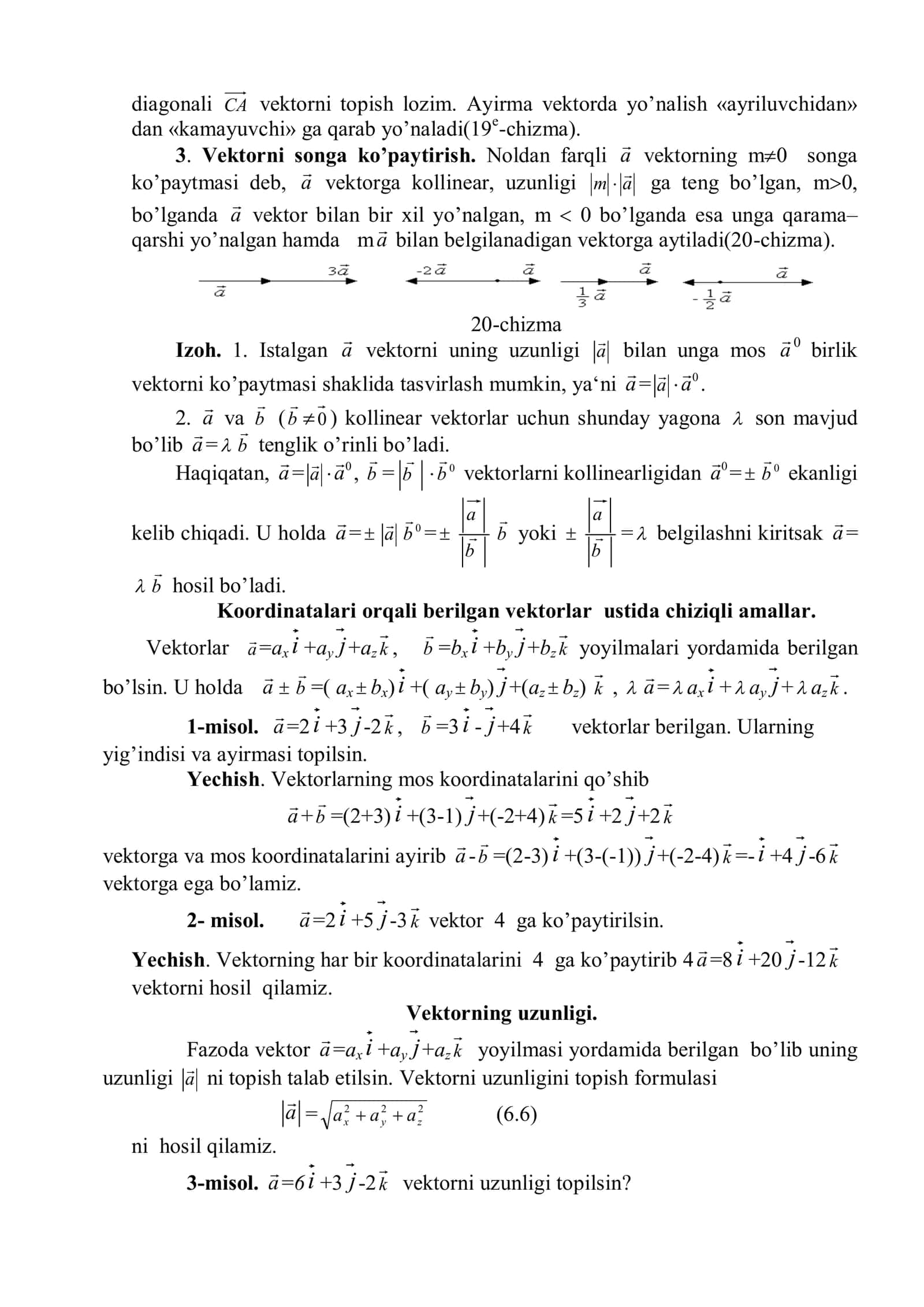 Vektorlar va ular ustida amallar 2