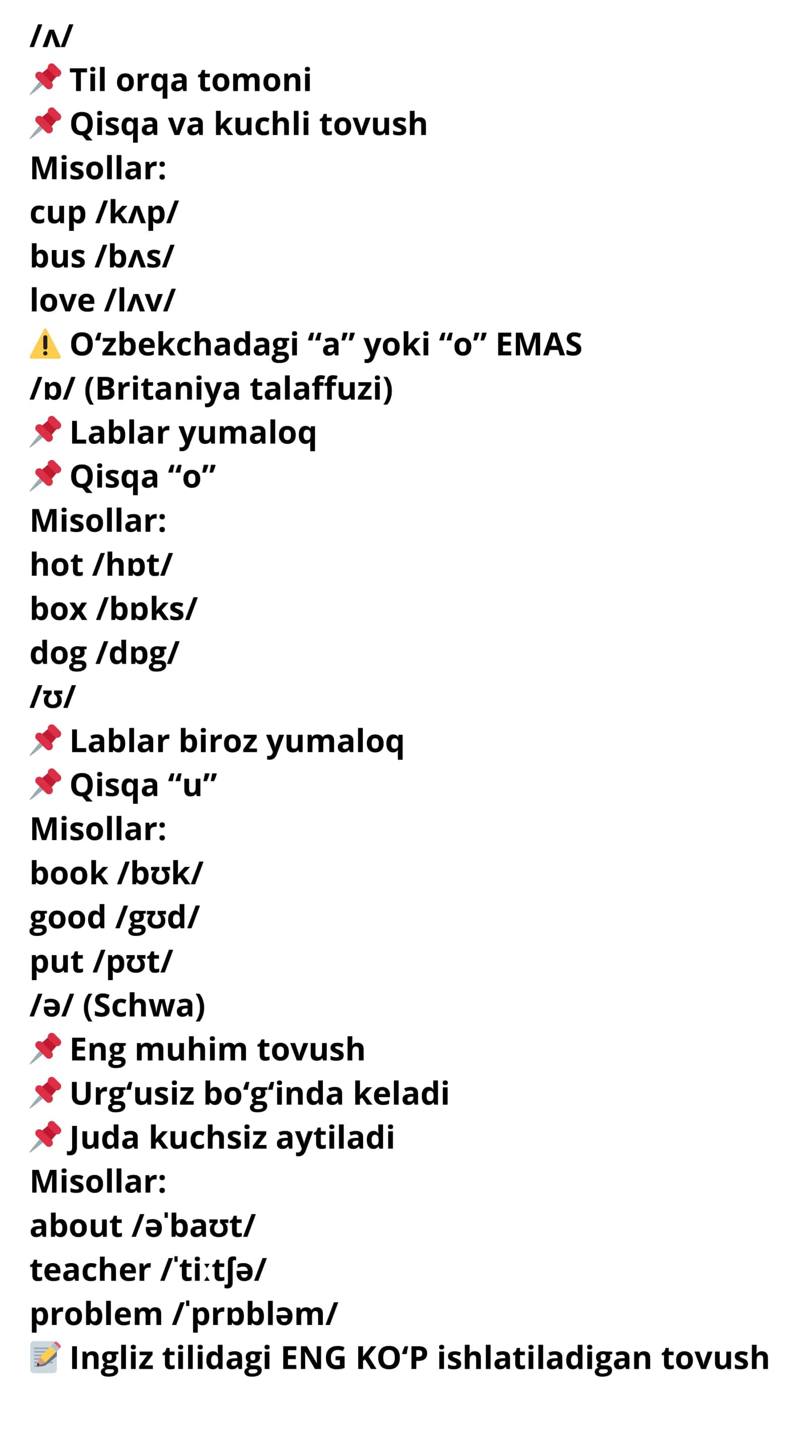 Ingliz tilidagi unlilar (Vowels) – TO‘LIQ QO‘LLANMA 2