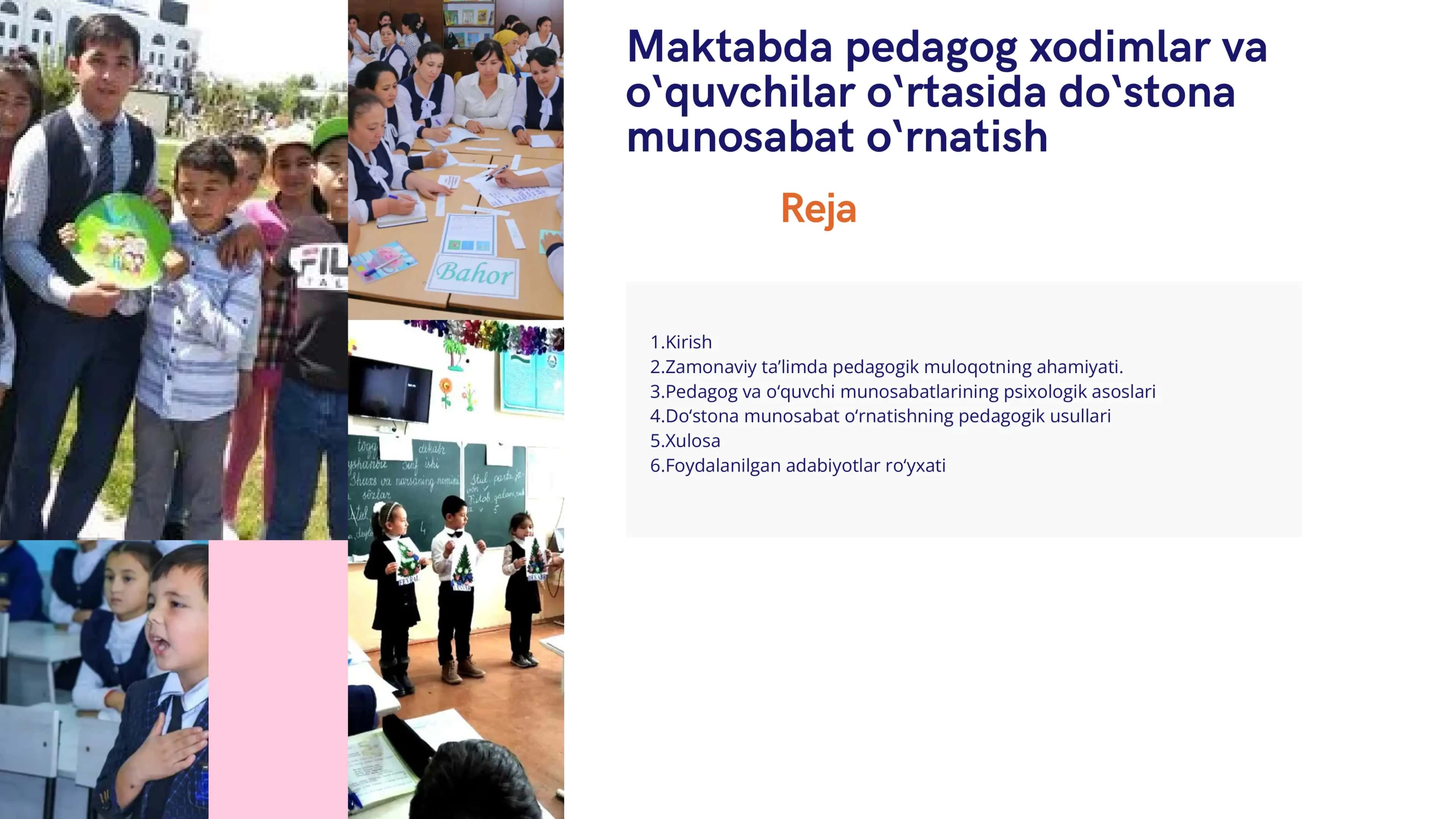Maktabda pedagog xodimlar va o‘quvchilar o‘rtasida do‘stona munosabat o‘rnatish 2