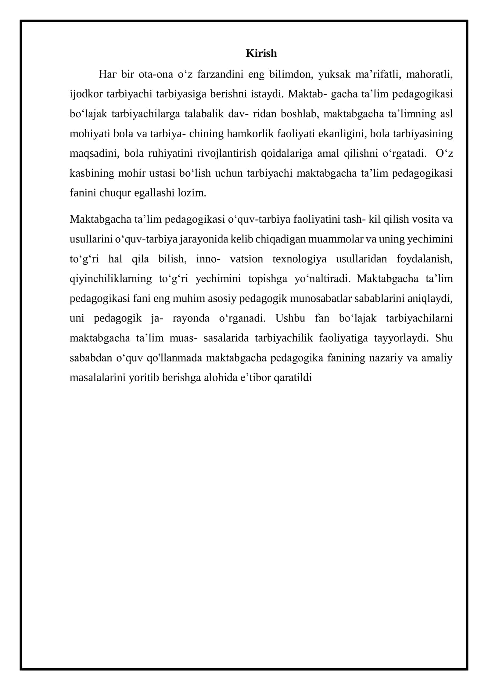Maktabgacha talim tarbiya fanining predmeti va asosiy vazifalar 2