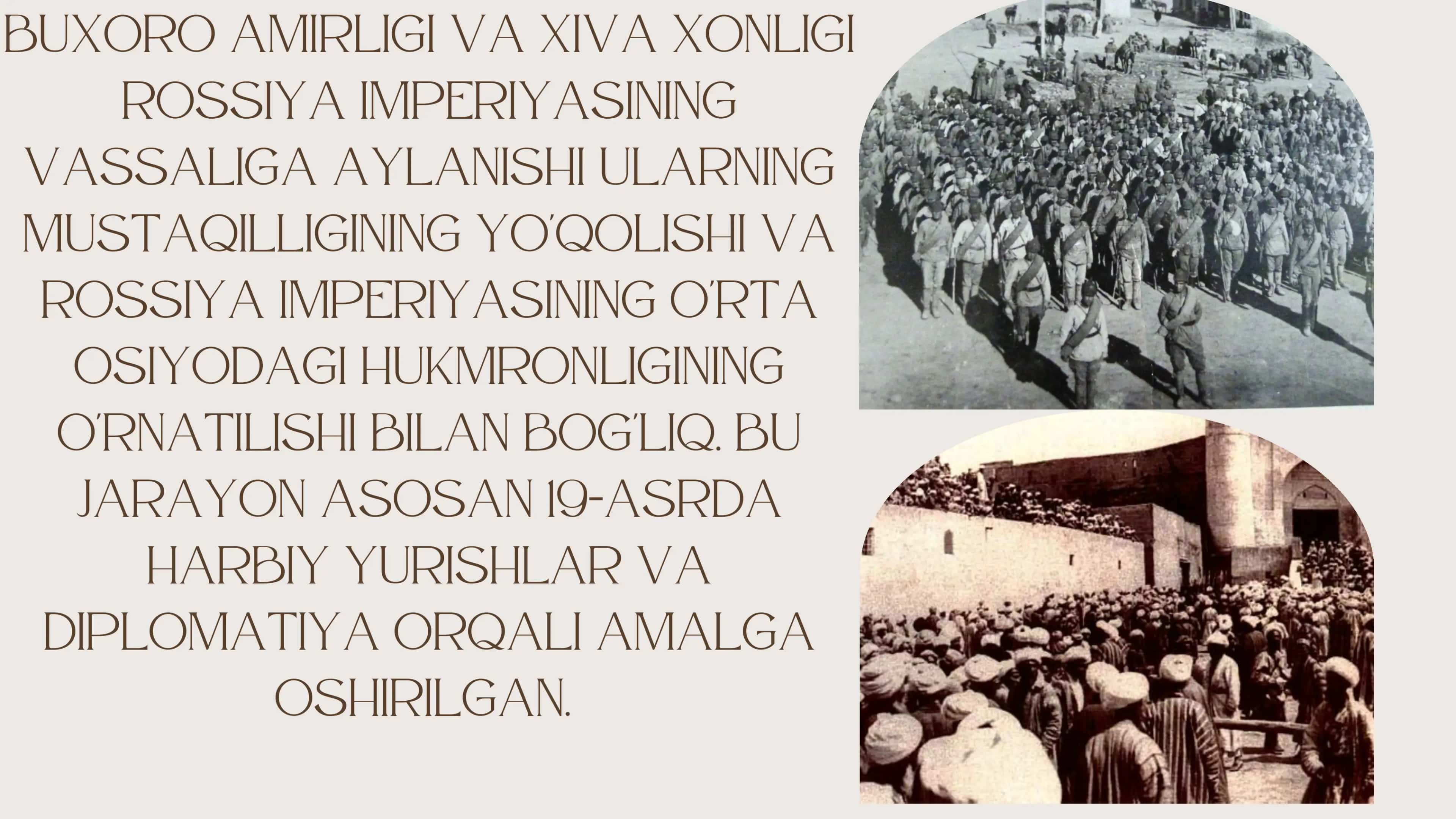 Buxoro amirligi va Xiva xonligi Rossiya imperiyasining vassaliga aylanishi va Turkistonda boshqaruv tizimi 2
