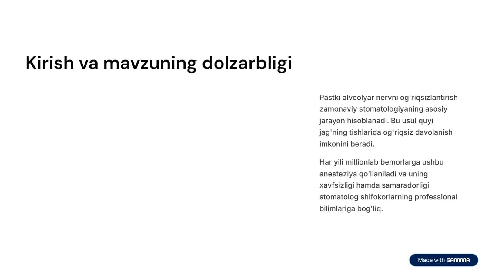 Pаstki аlveоlyar nervni оg’riqsizlаntirish. Og’riqsizlаntirish vaqtida kuzatiladigan asoratlar va ularni bartaraf etish. 2