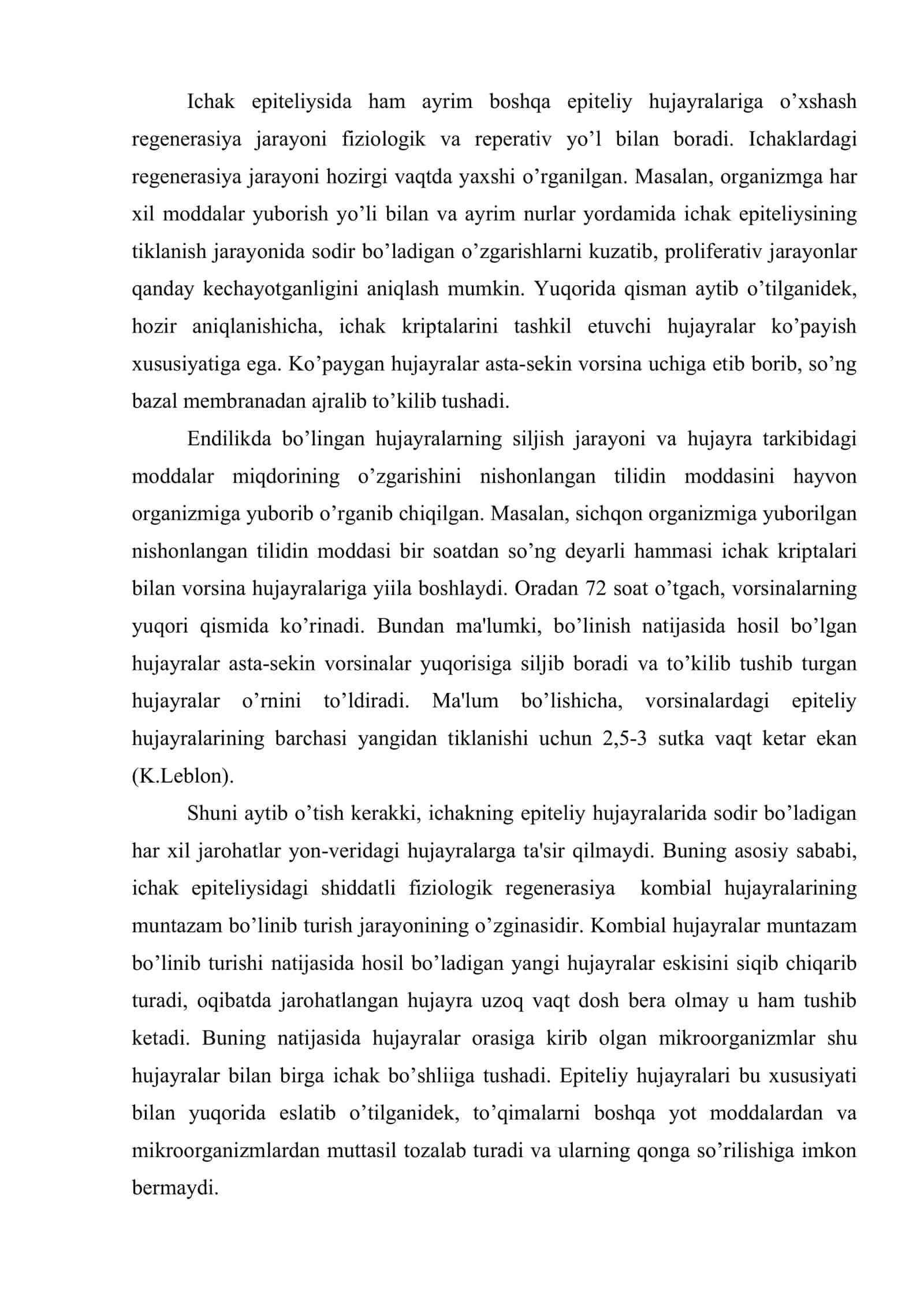 Epiteliy to’qimasining rivojlanishi va regenerasiyasi 2