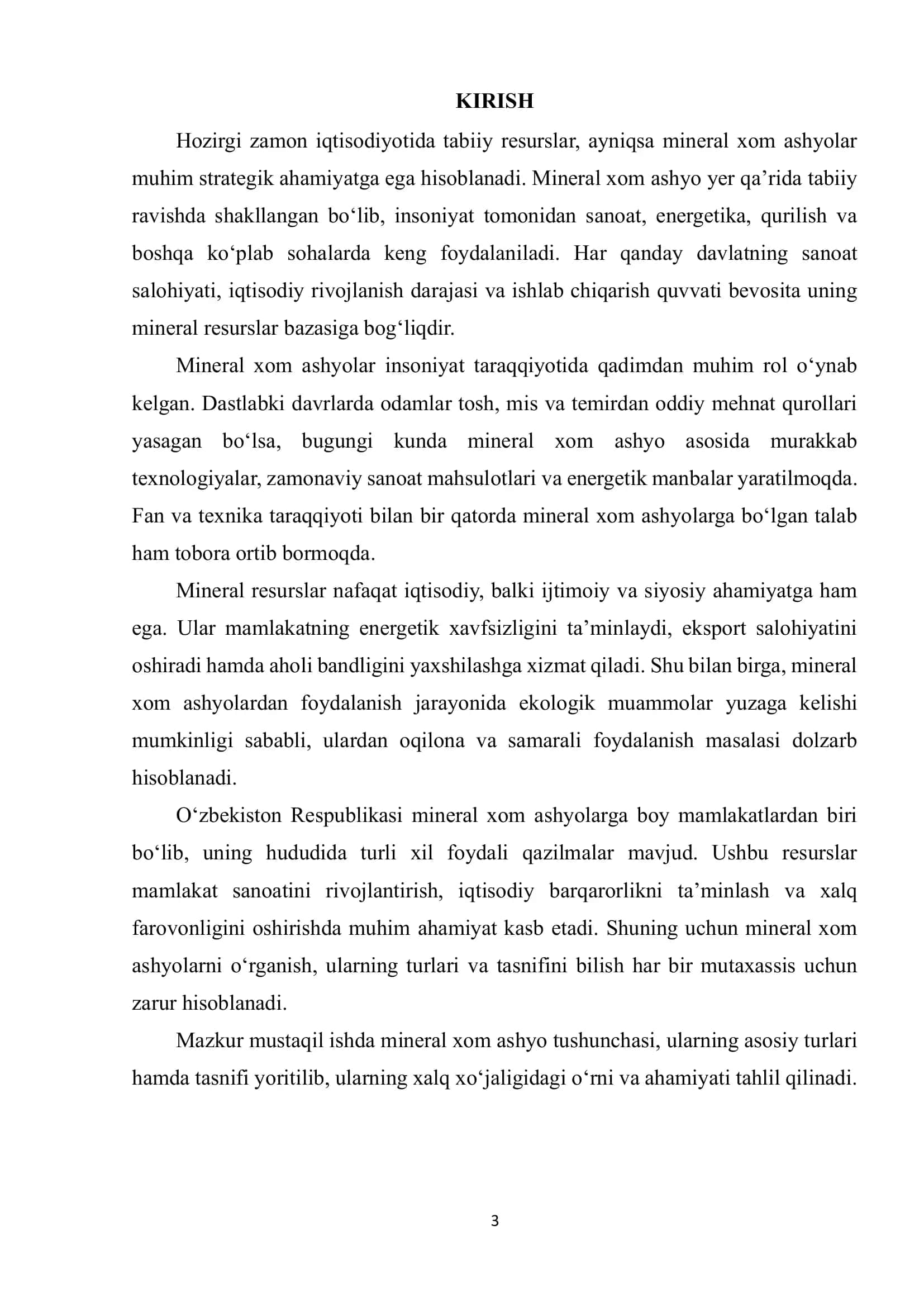 Mineral xom ashyo turlari va ularning tasnifi 2