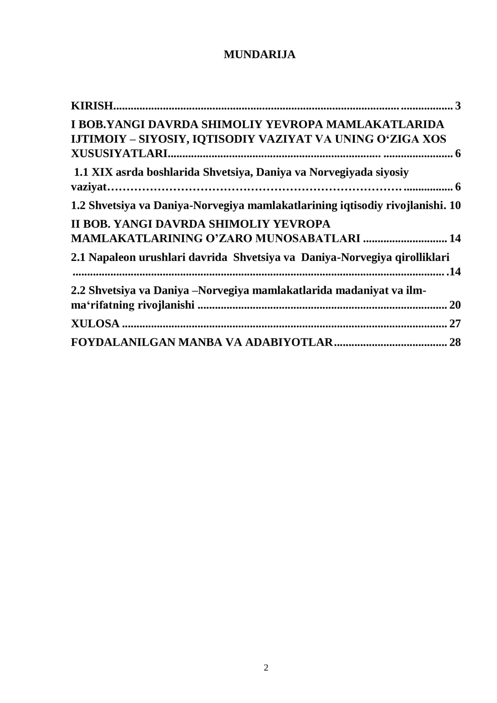 Yangi davrda Shvetsiya va Daniya-Norvegiya qirolliklari KURS ISHI 2