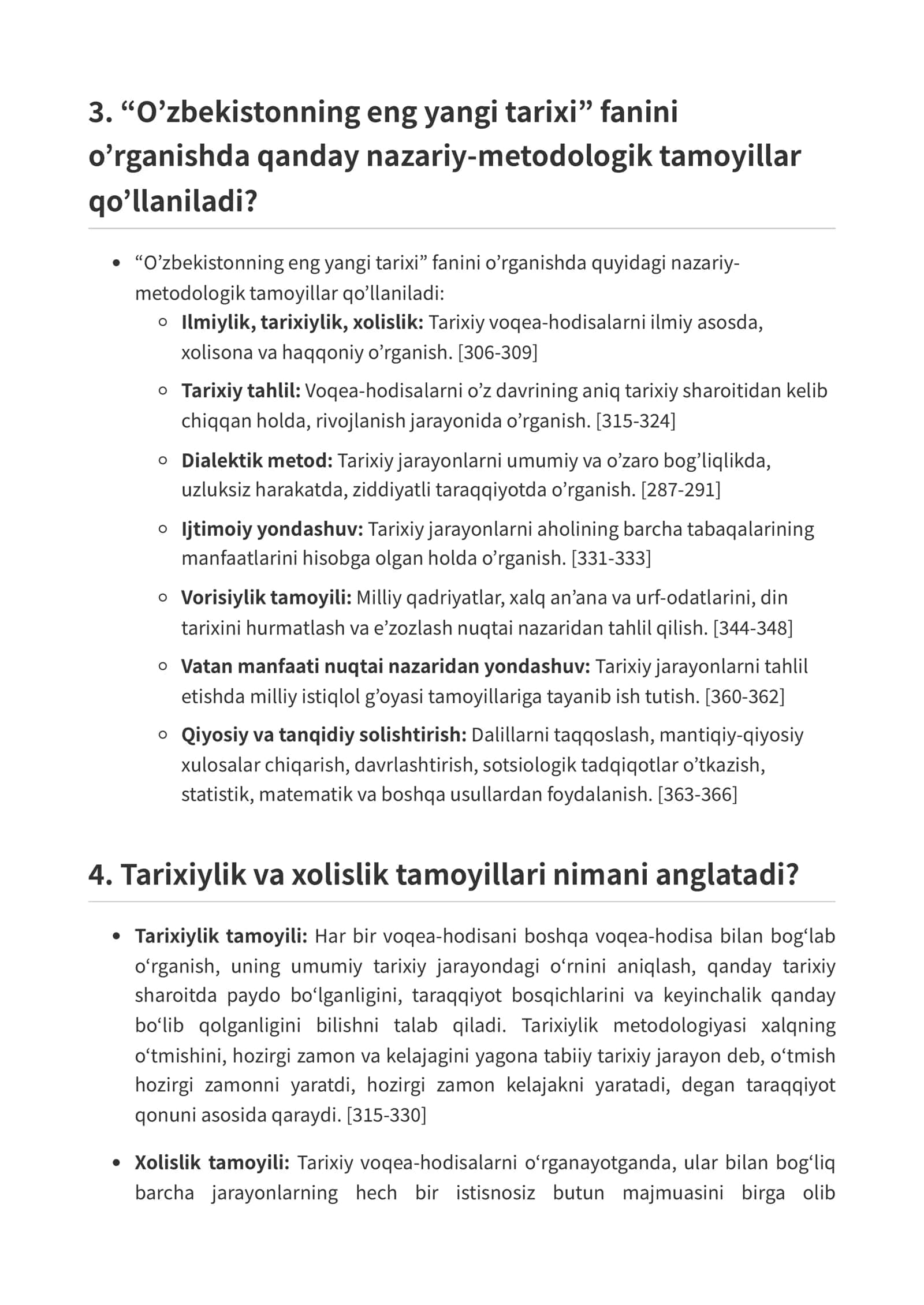 O’zbekistonning eng yangi tarixi faniga oid savollarga javoblar 2