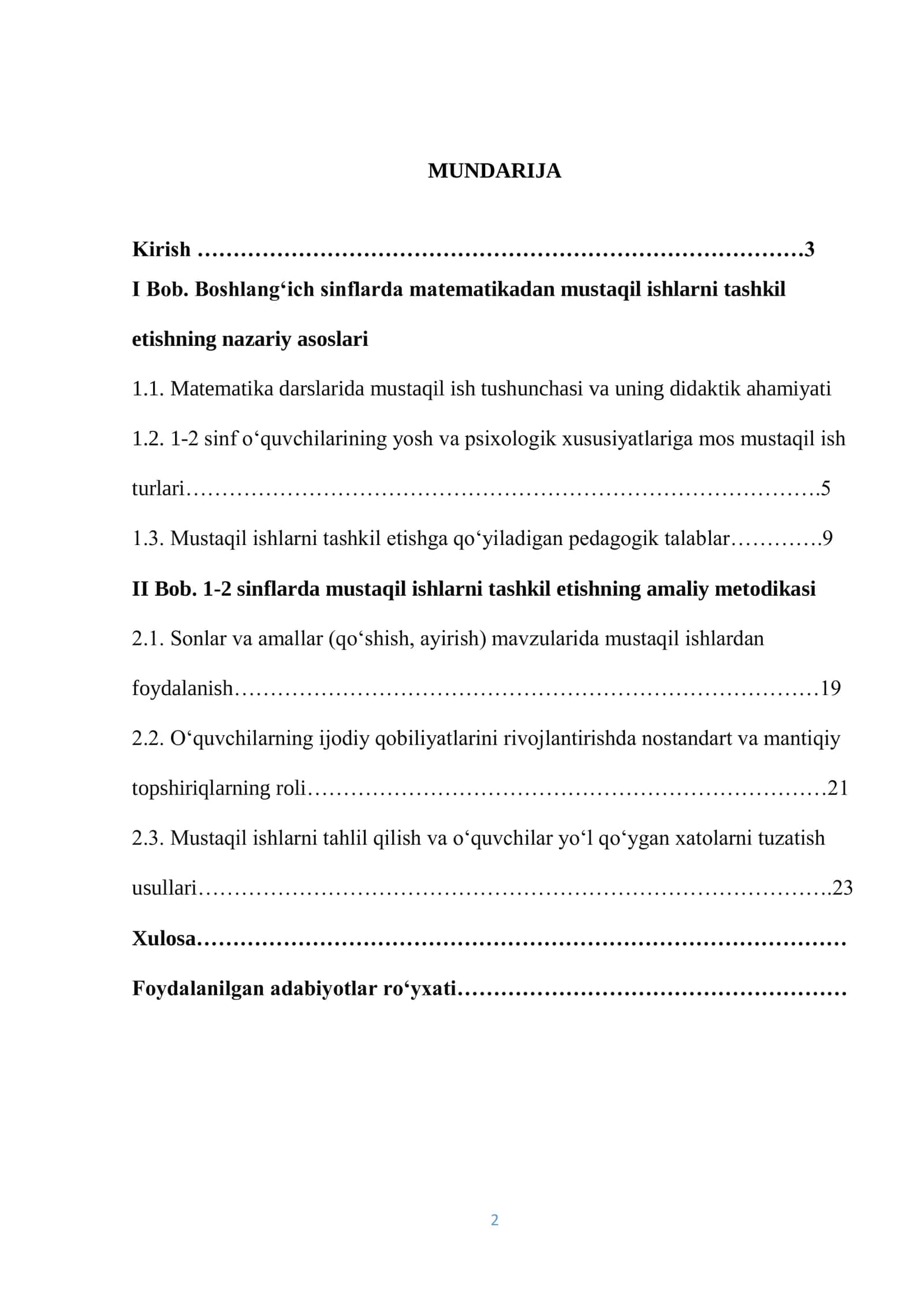 1-2 sinflarda o‘quvchilarni matematikadan mustaqil ishlarini tashkil qilish 2