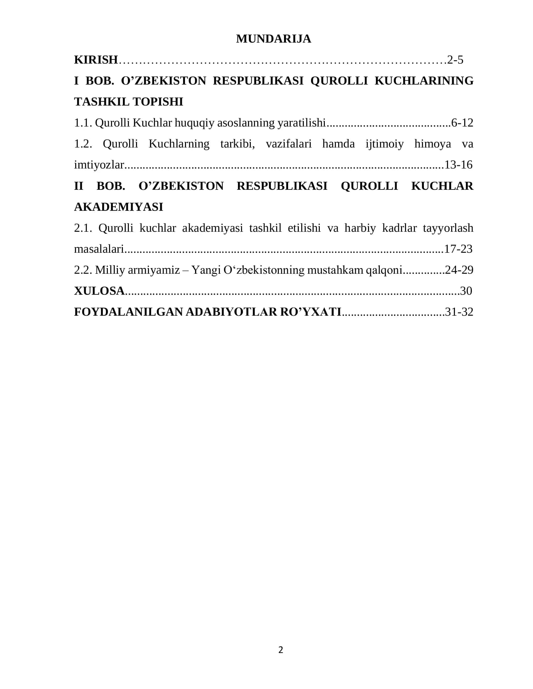 MUSTAQILLIK YILLARIDA O’ZBEKISTON RESPUBLIKASI QUROLLI KUCHLARINING SHAKLLANISHI 2