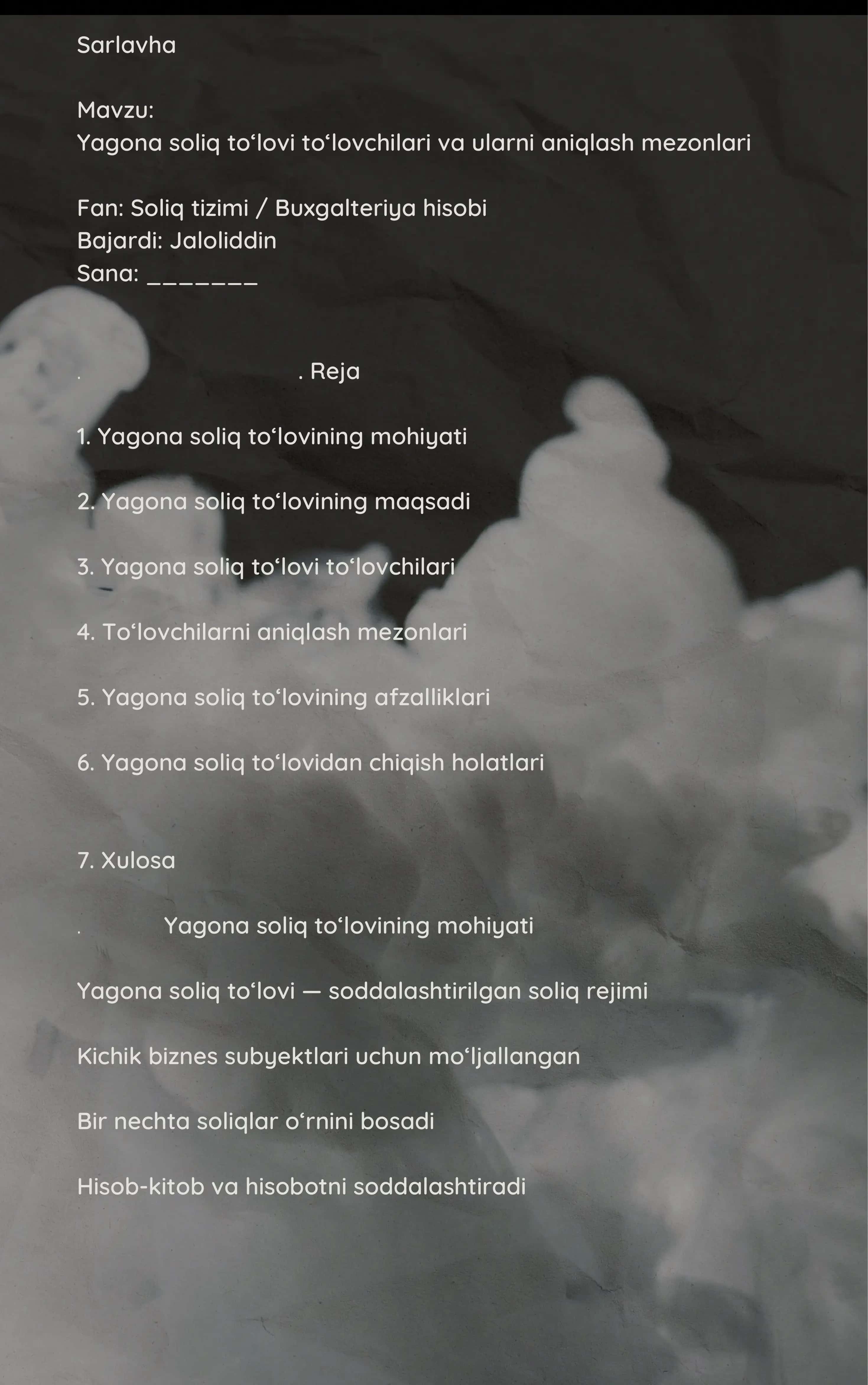 Yagona soliq to‘lovi to‘lovchilari va ularni aniqlash mezonlari 2