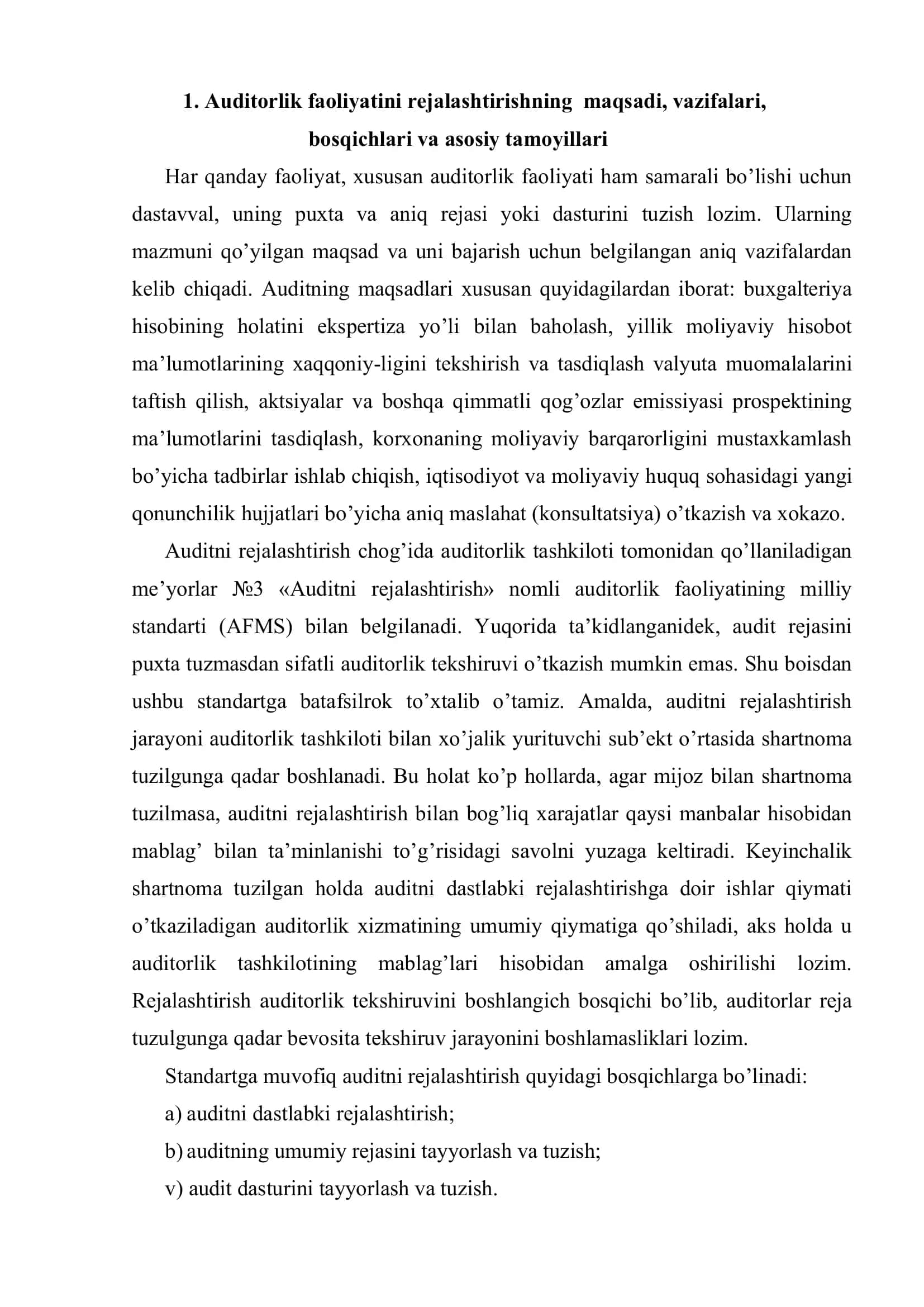 Auditorlik faoliyatini rejalashtirish 2