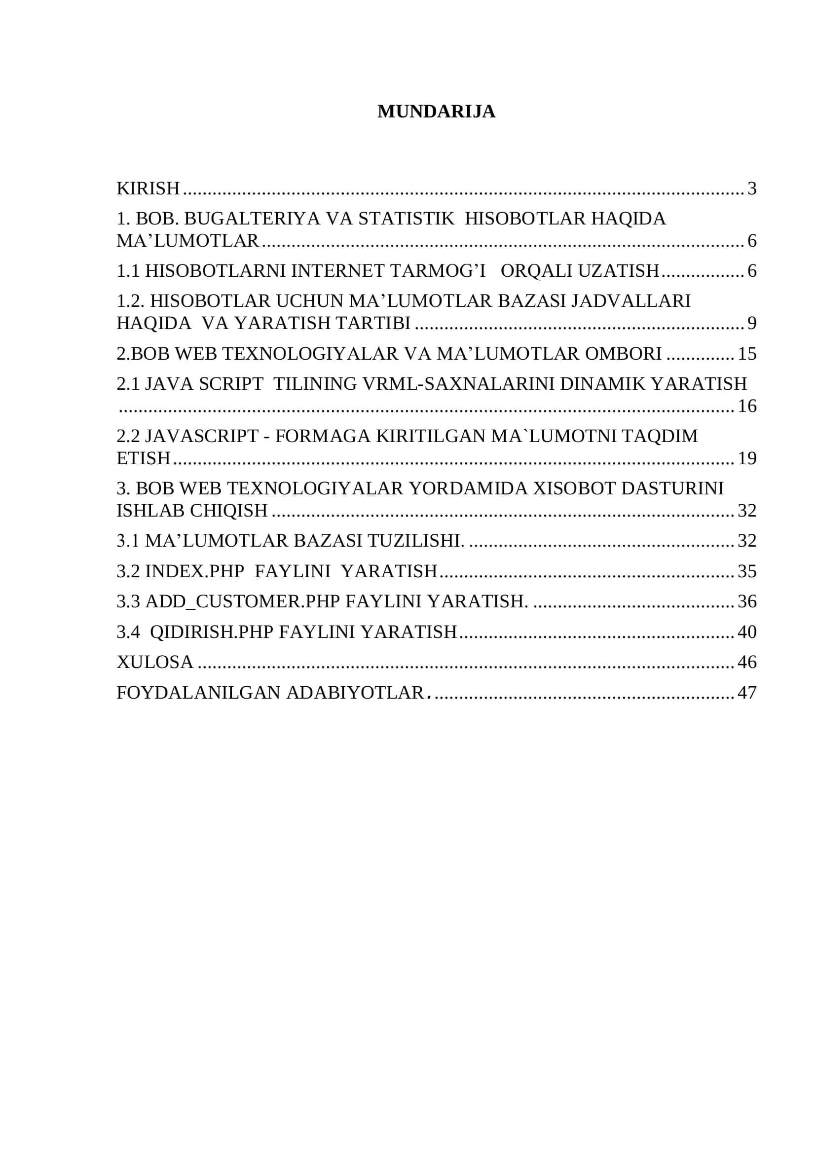 Web texnologiyalar yordamida avtomatik buxgalteriya hisobotlarni shakllantiruvchi modullar ishlab chiqish 2