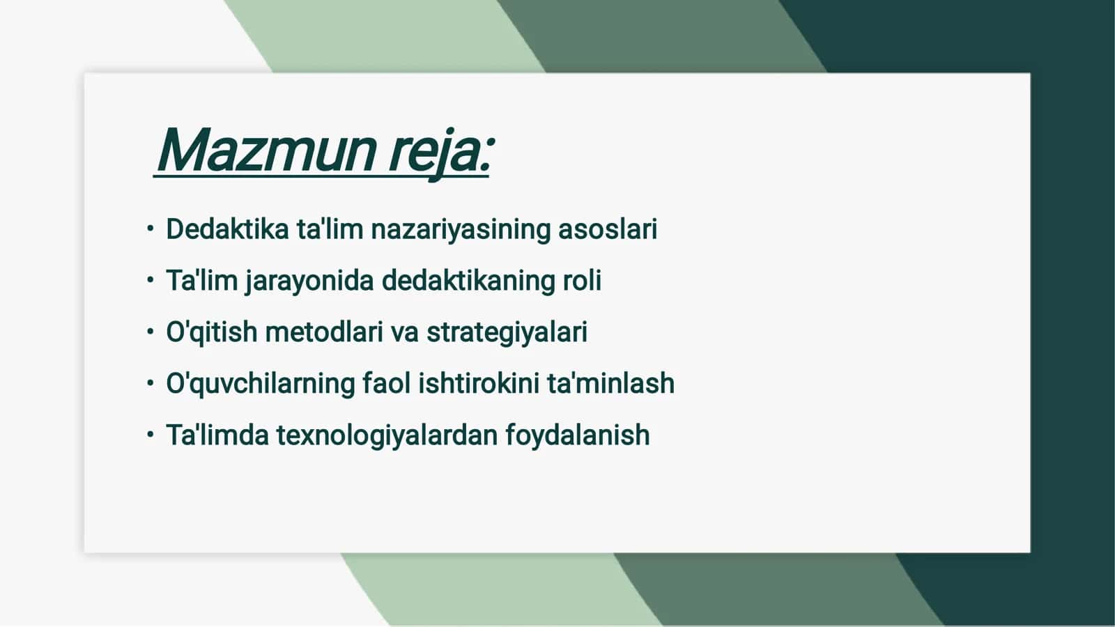 Òzbekiston Respublikasi Prezidenti Shavkat Mirziyoyev asarlarida ta'lim tarbiya masalalari 2