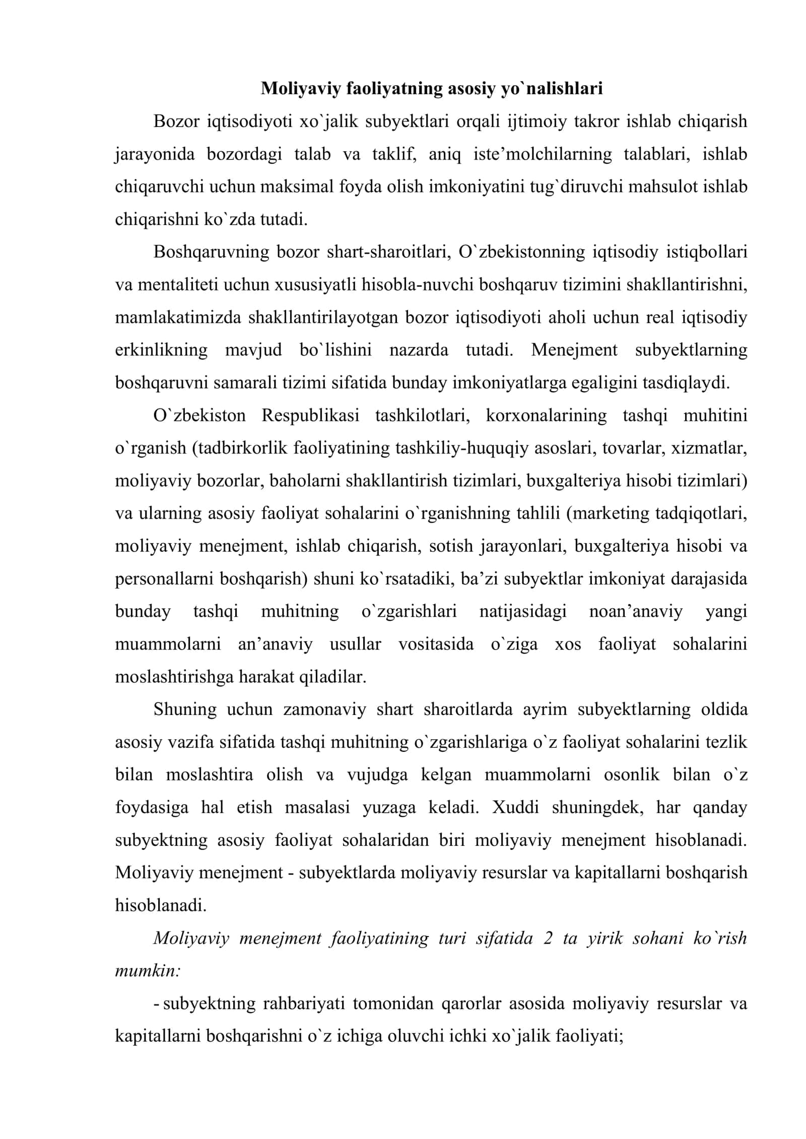 Korxonalarda moliyaviy menejmentni tashkil etish mexanizmi 2