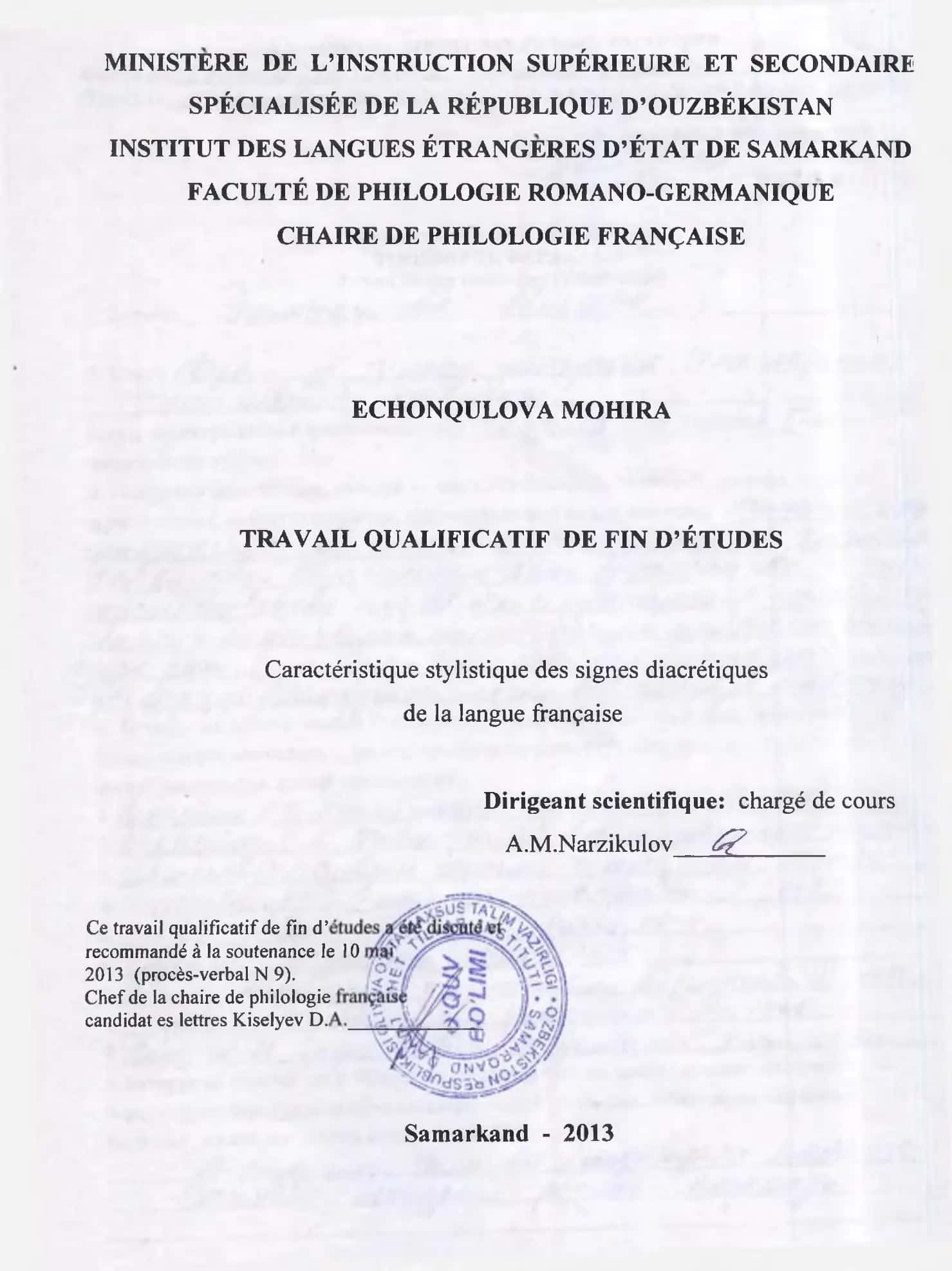 Fransuz tilida signes diacrétiques belgilarining stilistik tavsifí 2