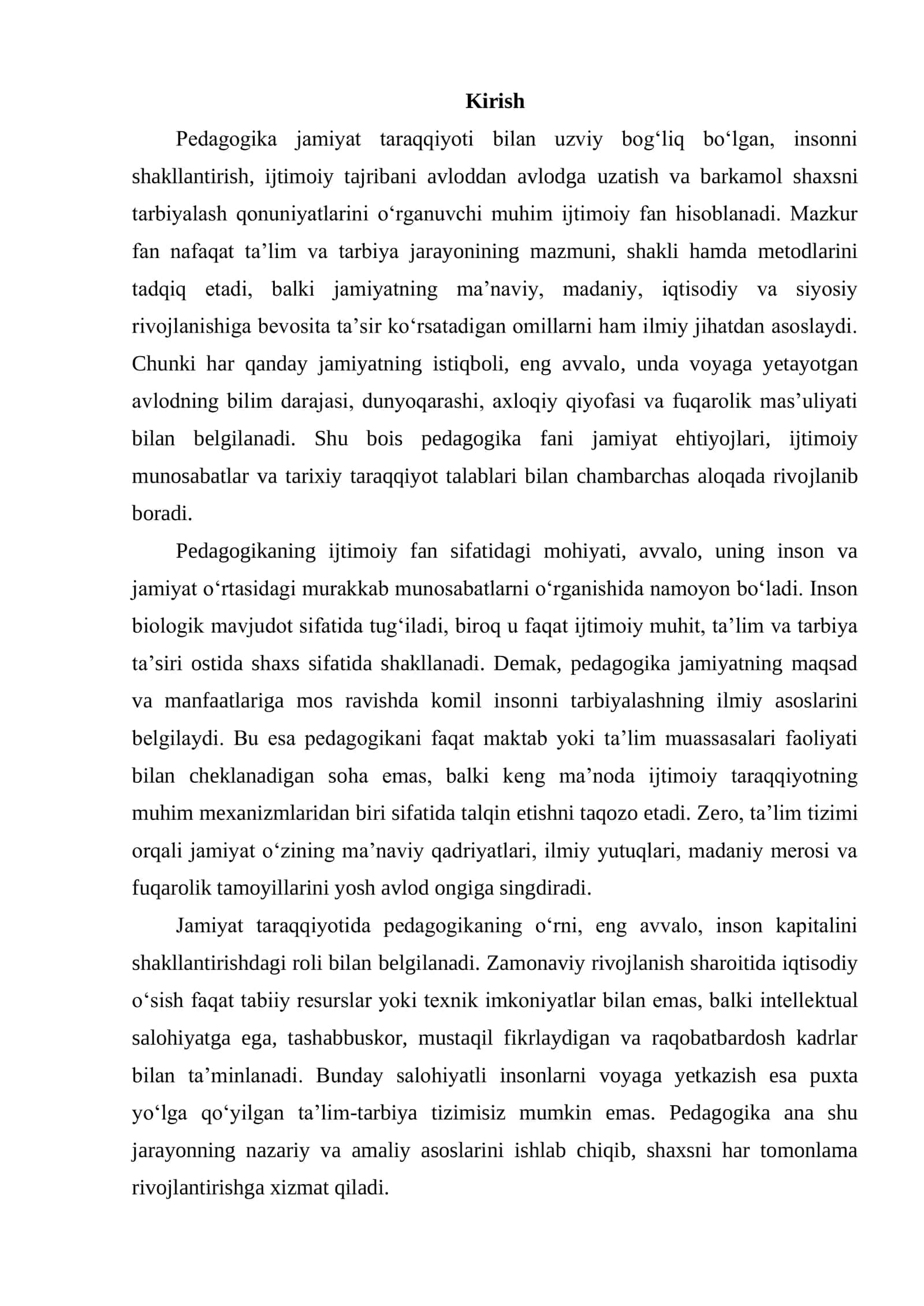 PEDAGOGIKANING IJTIMOIY FAN SIFATIDA JAMIYAT TARAQQIYOTIDAGI O‘RNI 2