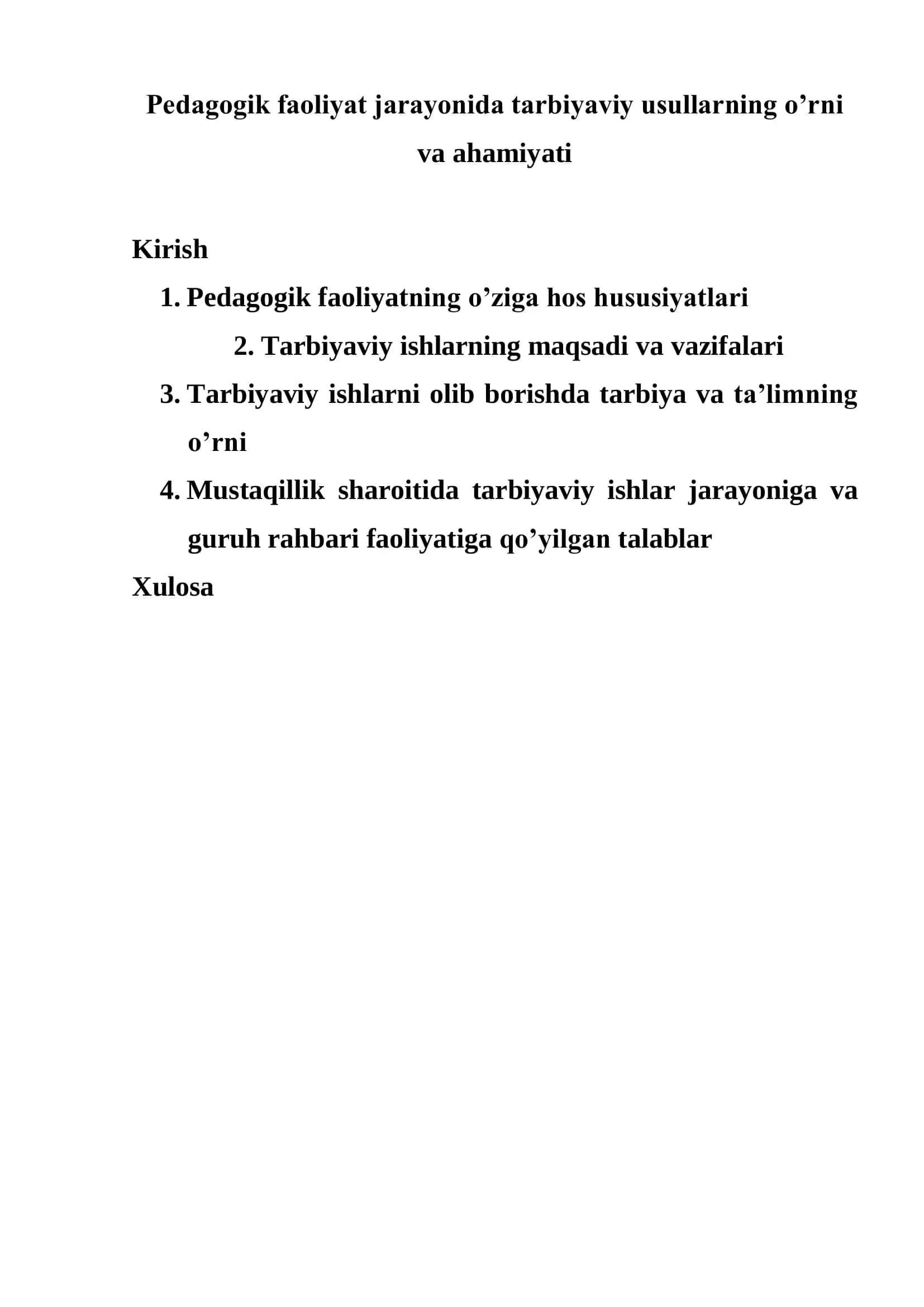 PEDAGOGIK MAHORAT fanidan tayyorlagan KURS ISHI 2