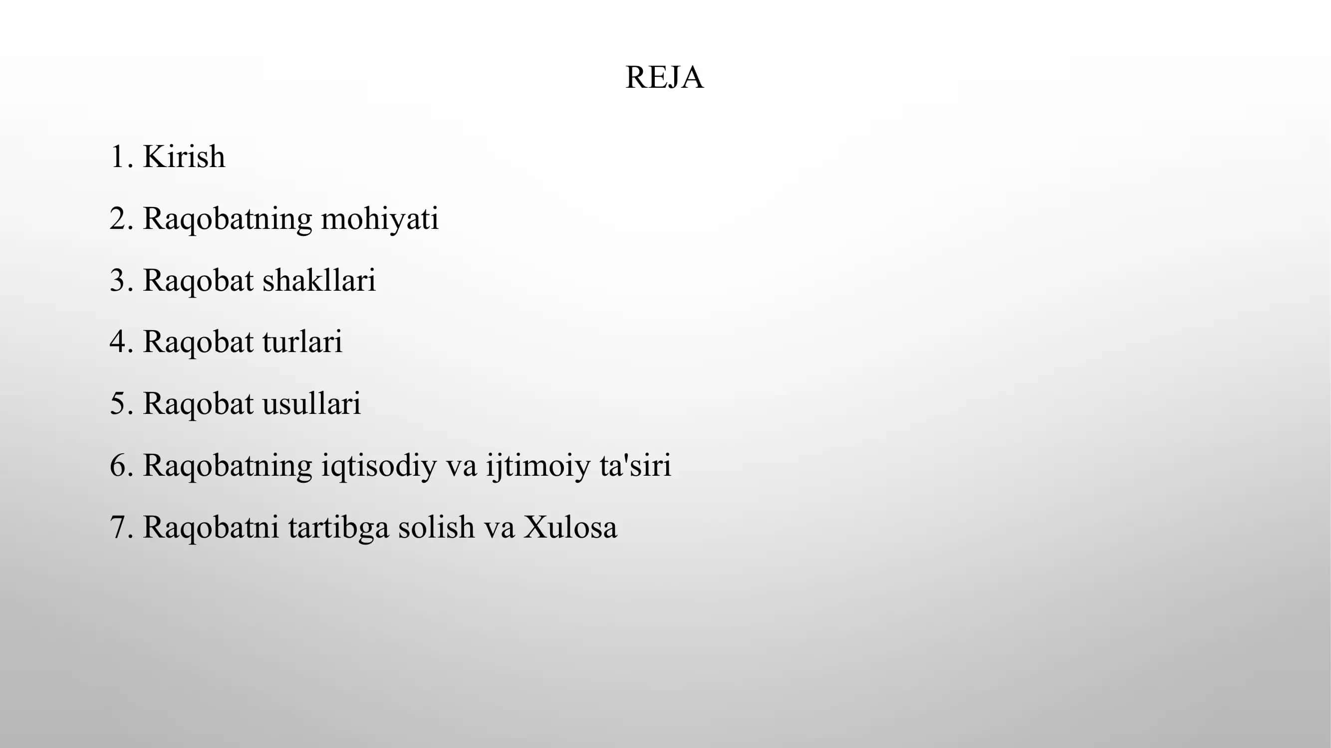 RAQOBATNING MOHIYATI SHAKLLARI VA USULLARI 2