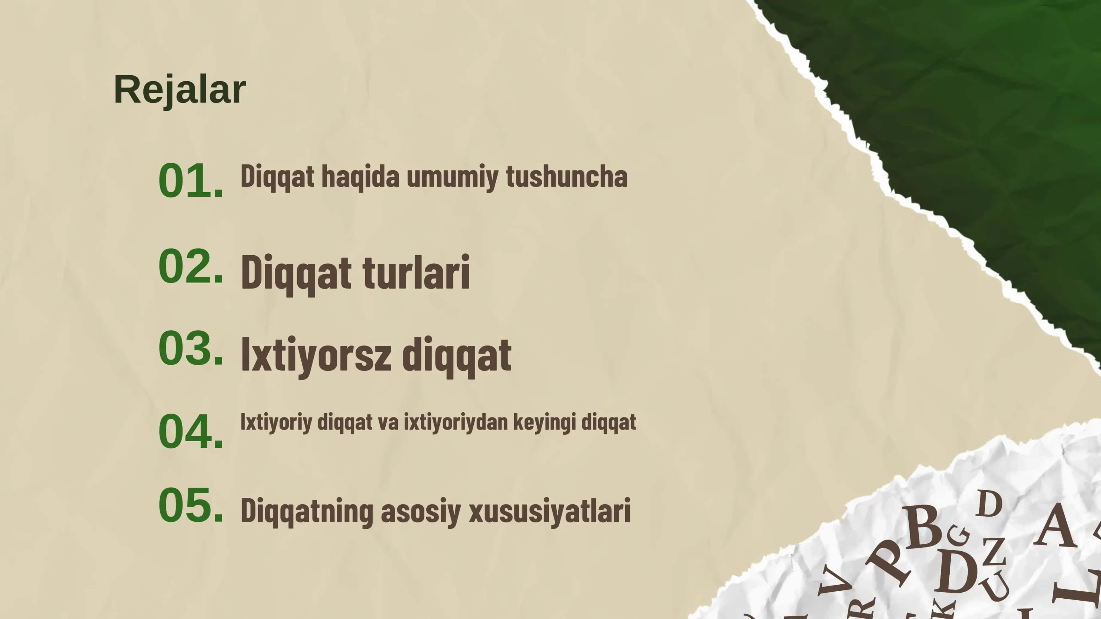 Diqqat turlari va ularning xususiyatlari 2