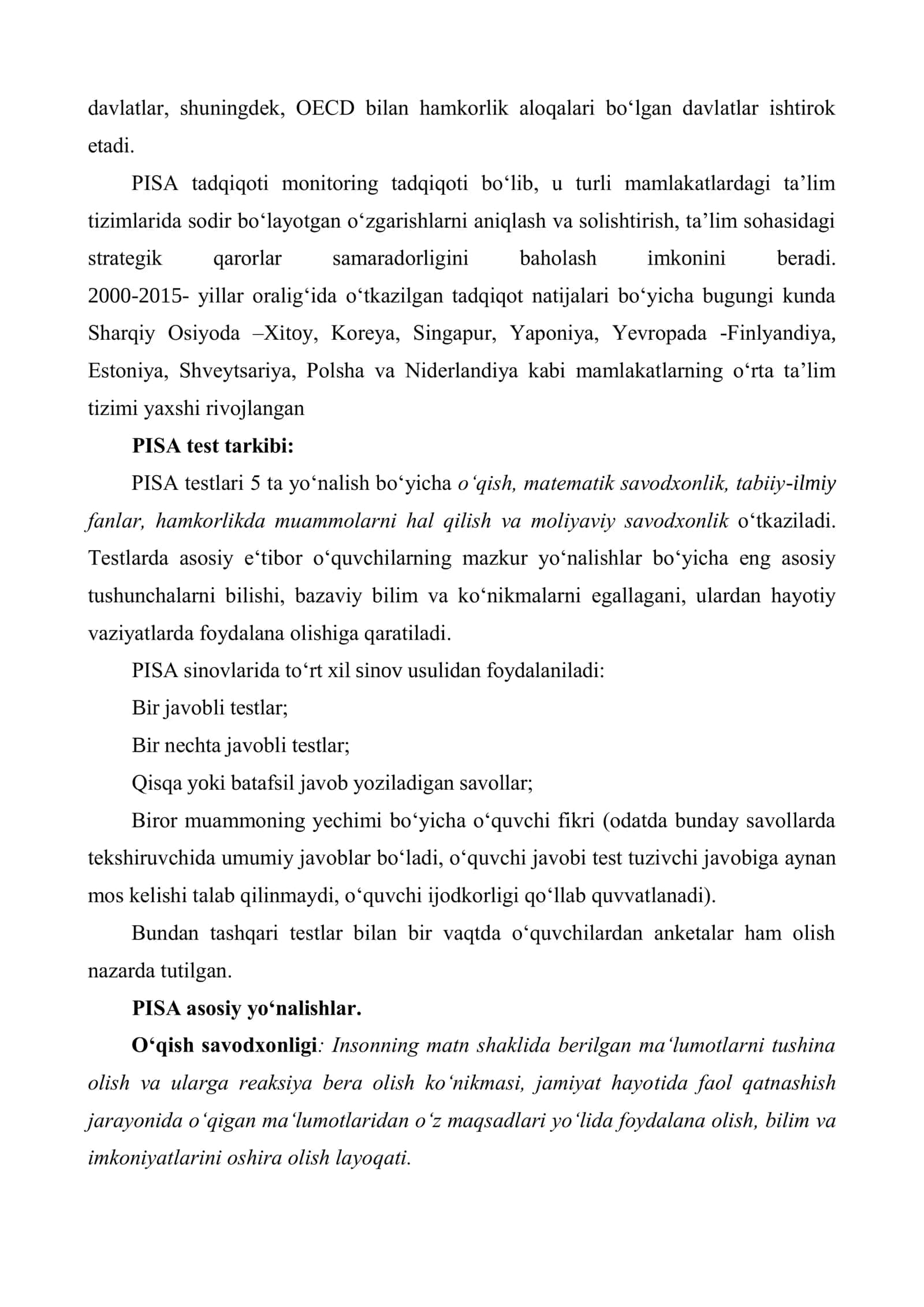 Xаlqаro bаholаsh tаdqiqotlаri vа uning mаzmun-mohiyаti 2