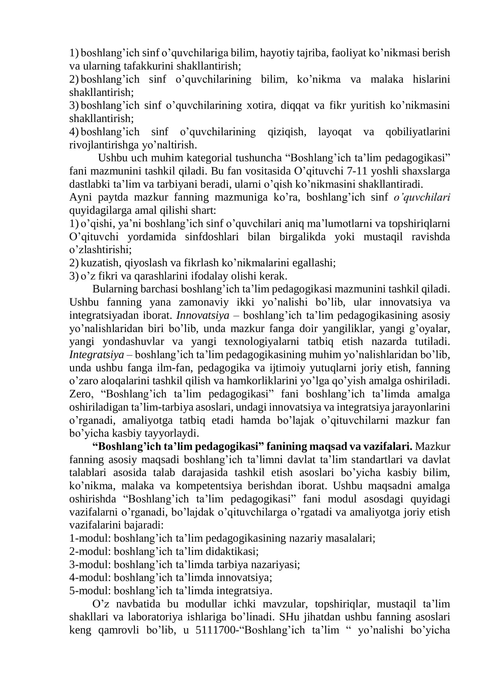 “Boshlang’ich ta’lim pedagogikasi” tushunchasining mazmuni. Boshlang’ich ta’lim pedagogikasining metodologiyasi 2