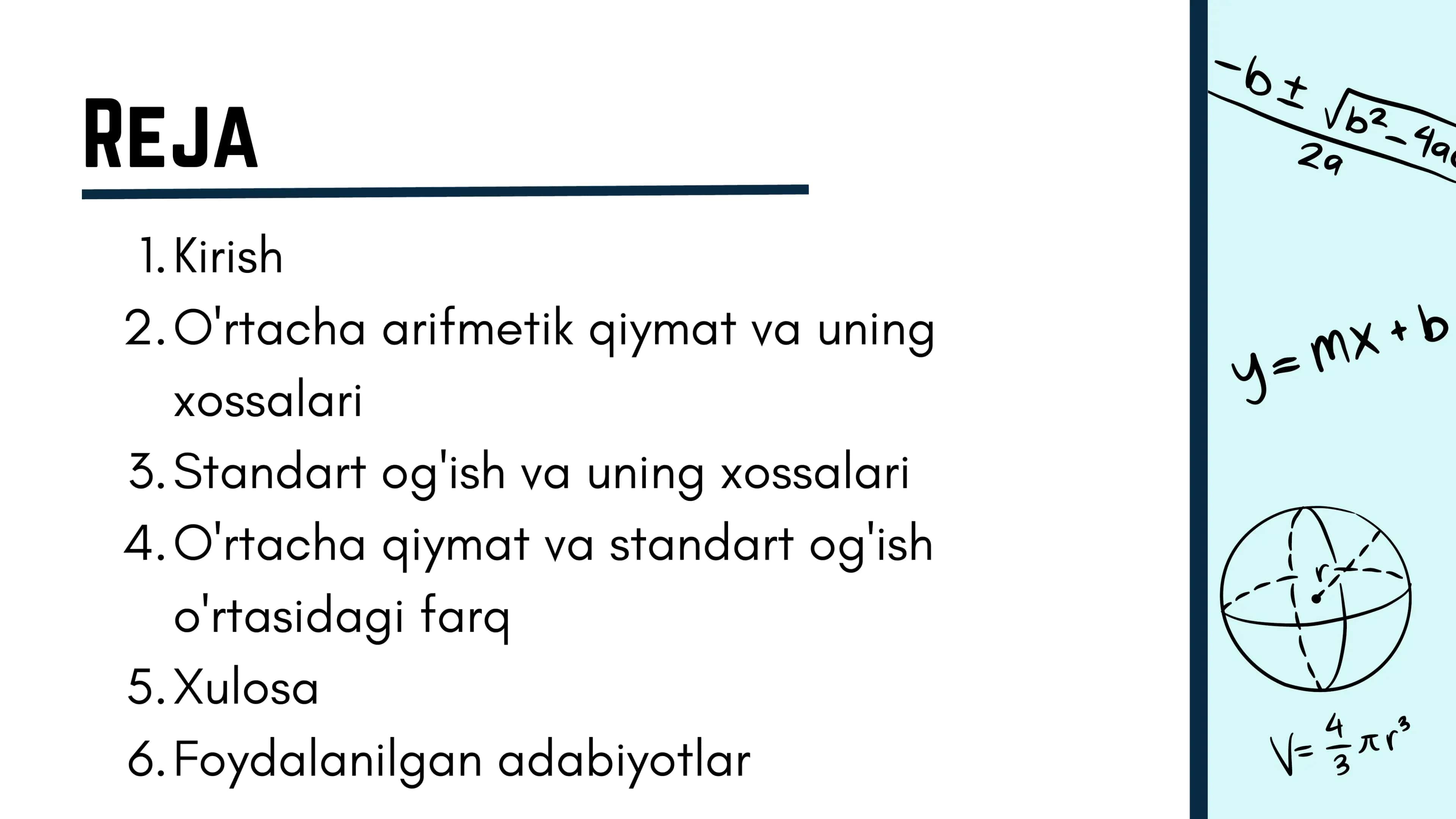 O'rtacha arifmetik qiymat va uning xossalari 2