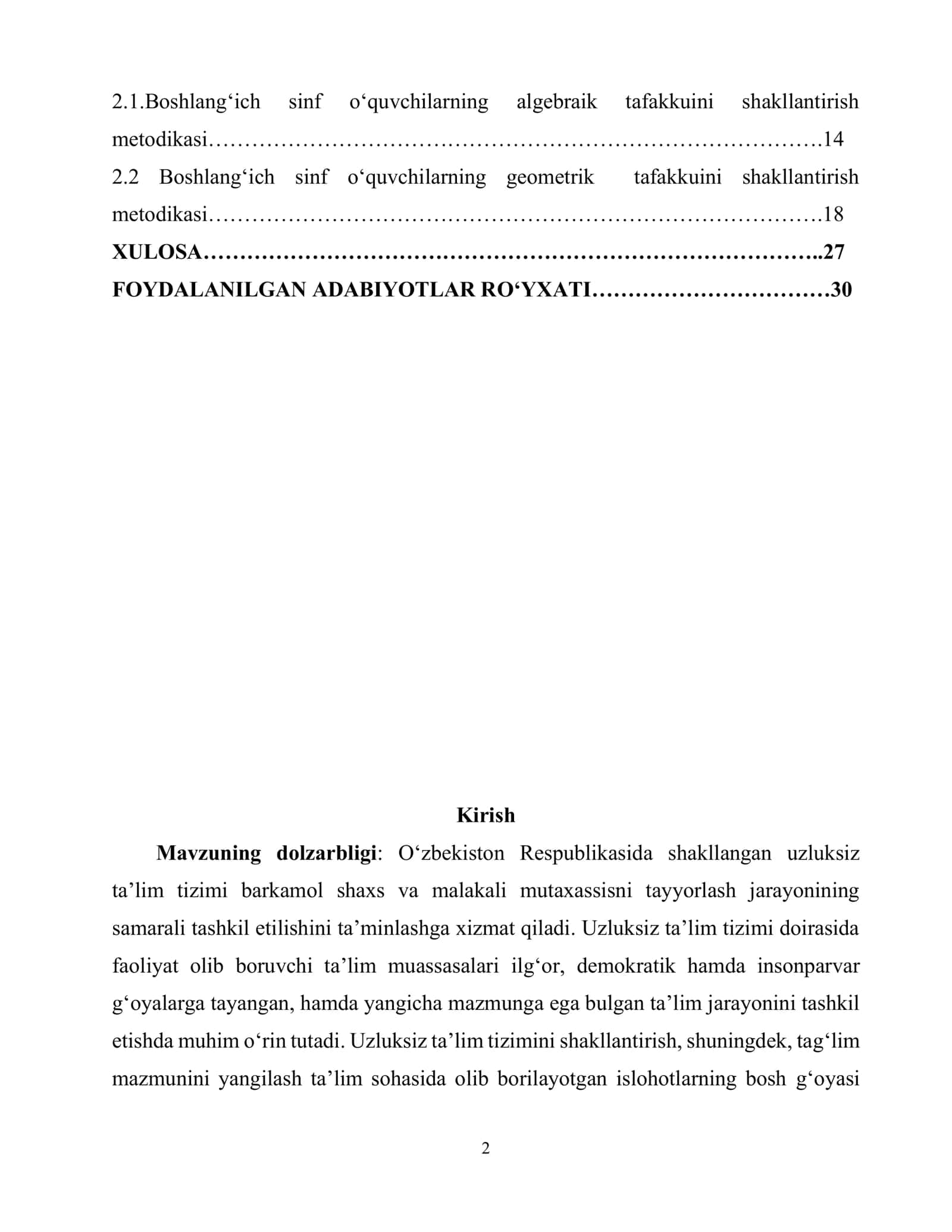 Boshlang‘ich sinf o`quvchilarining matematik tafakkurini shakllantirish 2