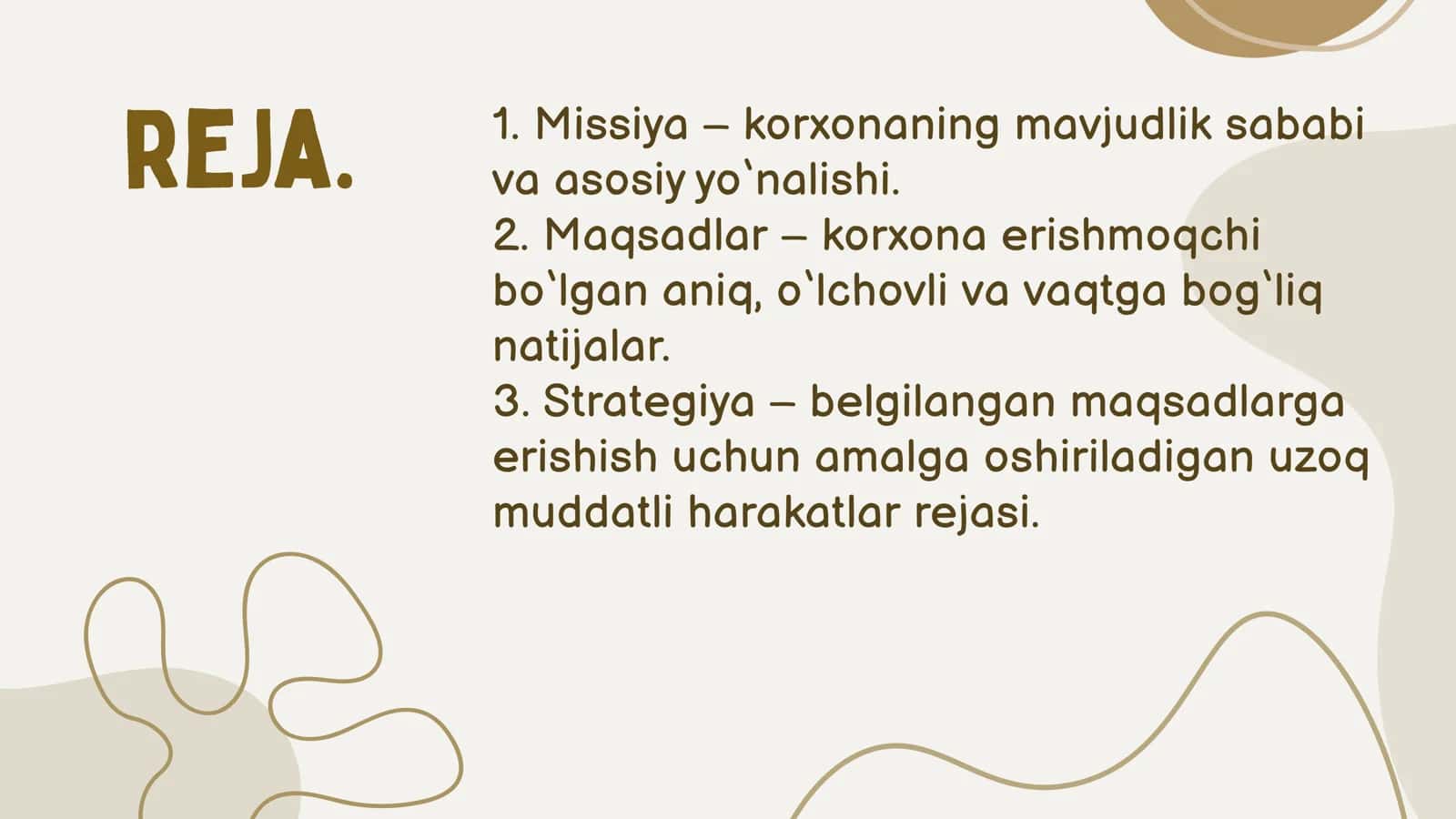 Korxonaning maqsadlari, missiyasi va strategiyasi 2