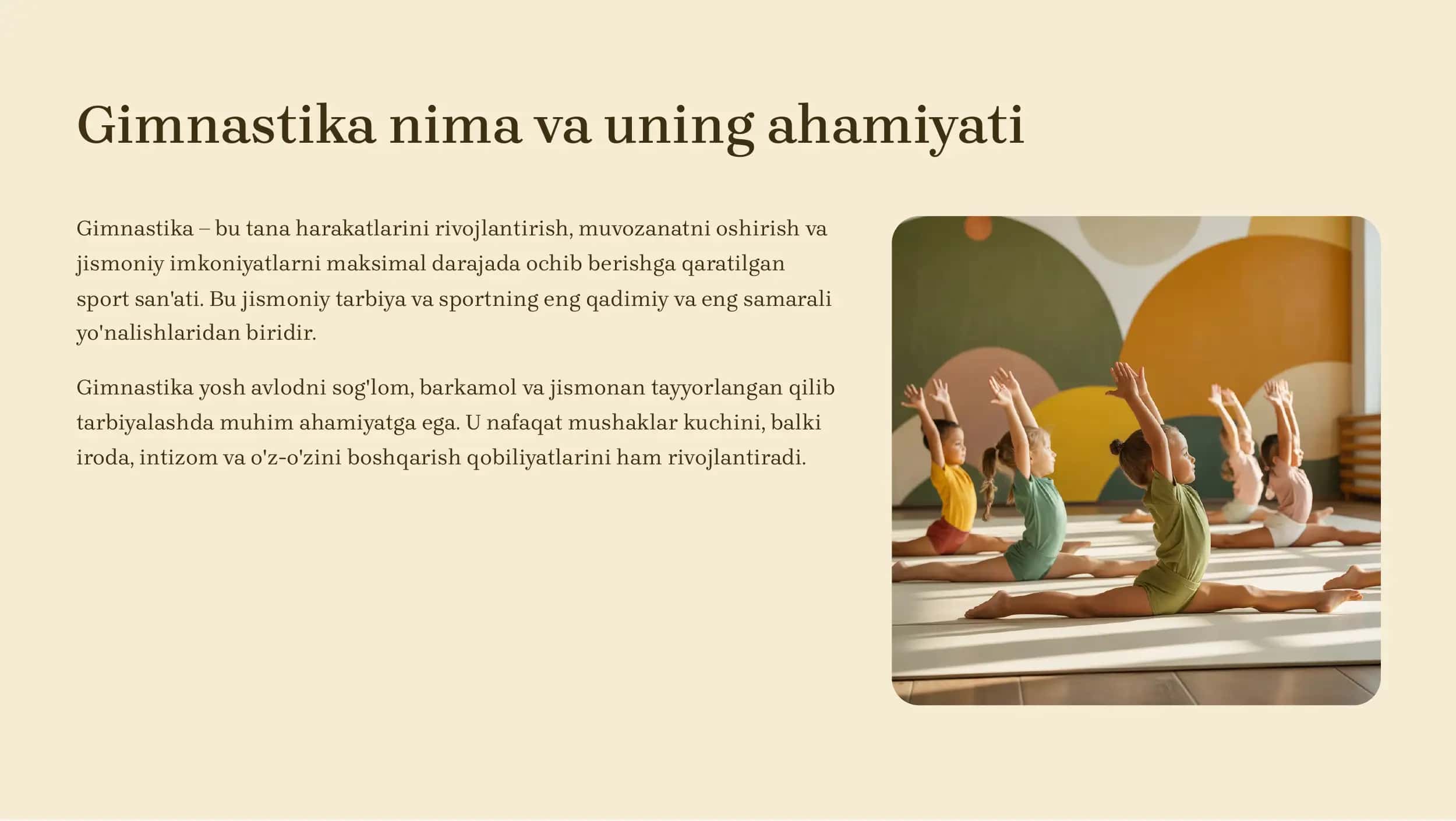 Gimnastika mashqlarini o'rgatish metodikasi 2