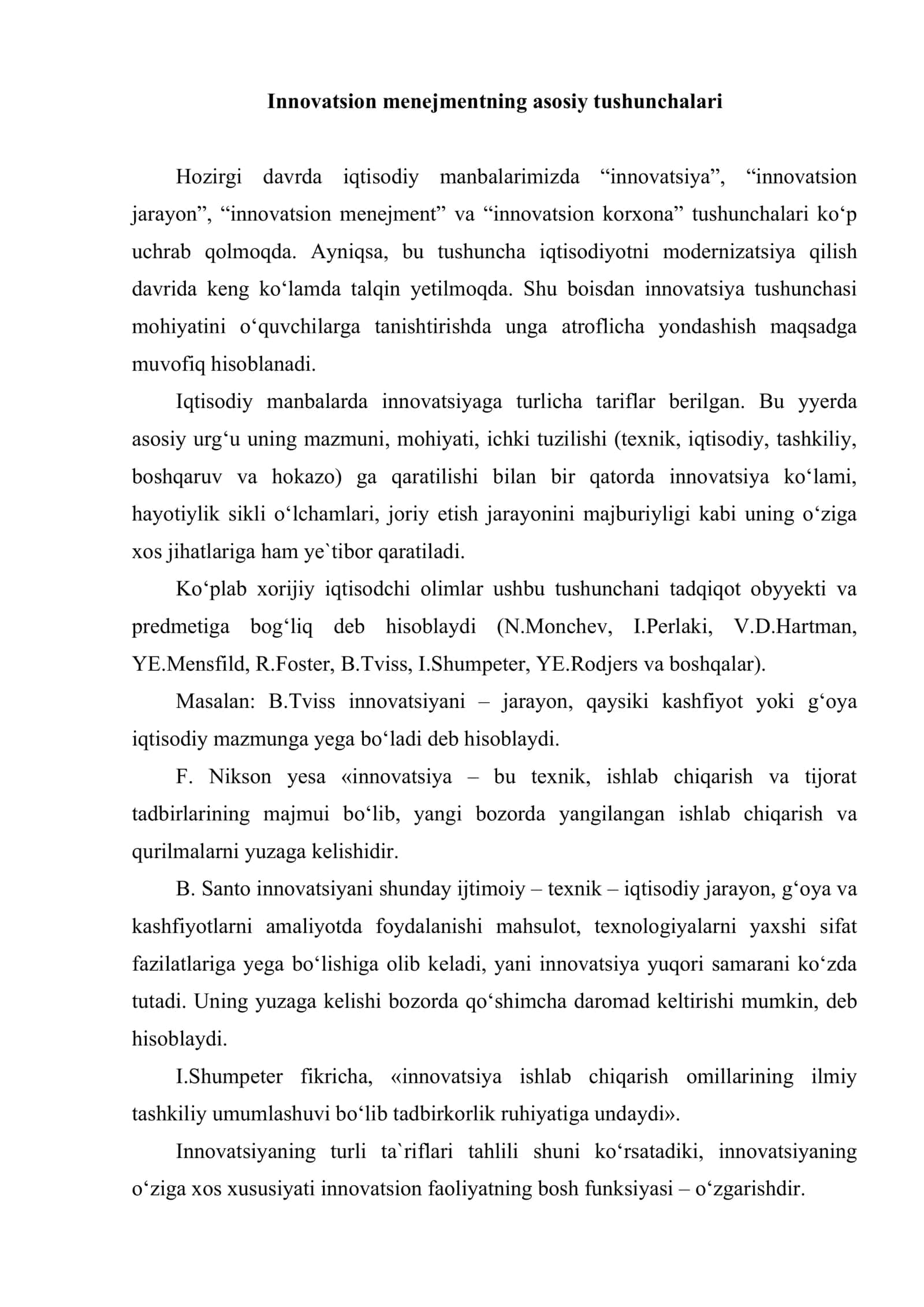 Innovatsion menejmentning asosiy tushunchalari, maqsadlari va vazifalari 2
