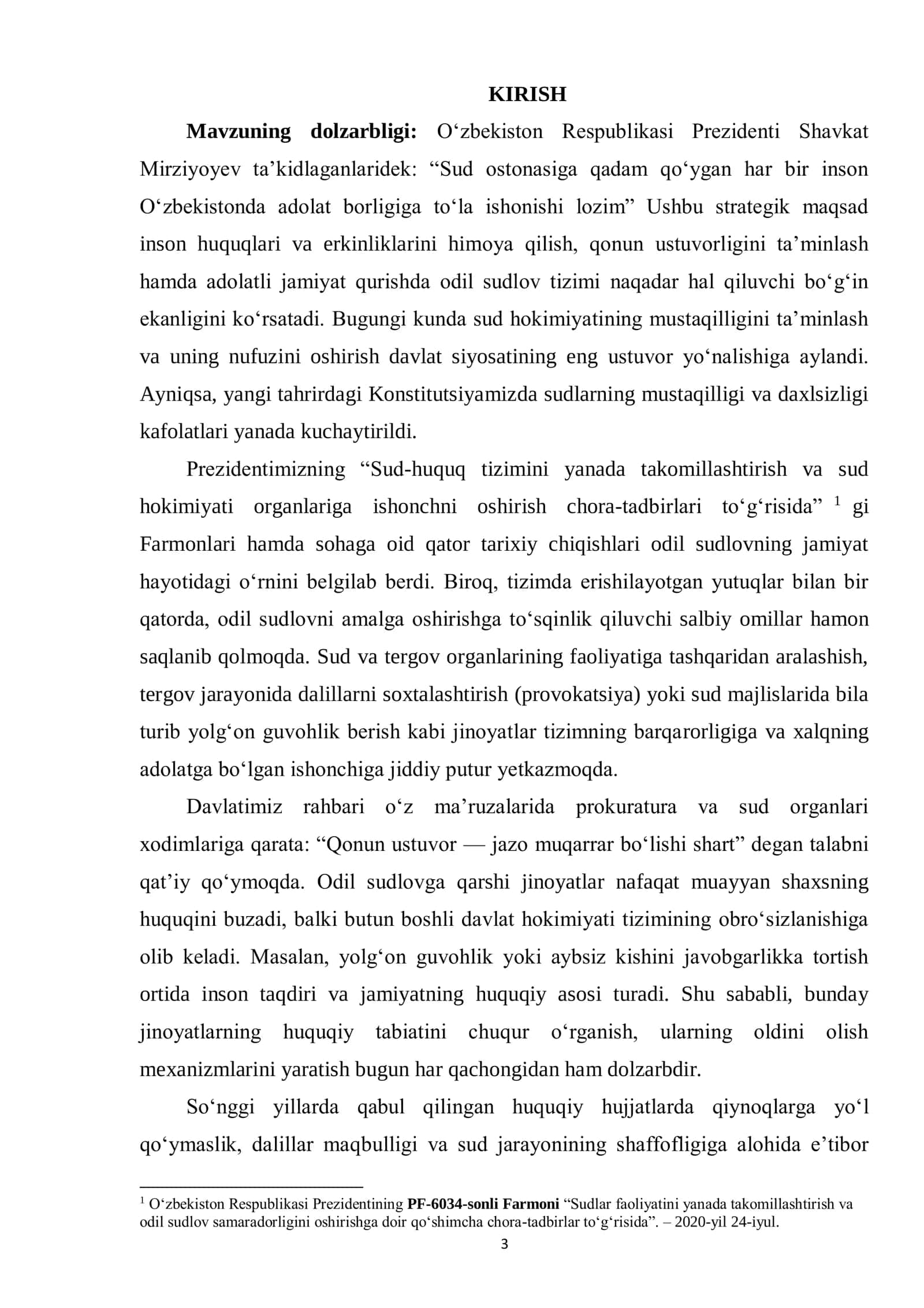 Jinoyat huquqi. "Odil sudlovga qarshi jinoyatlar" kurs ishi. 2