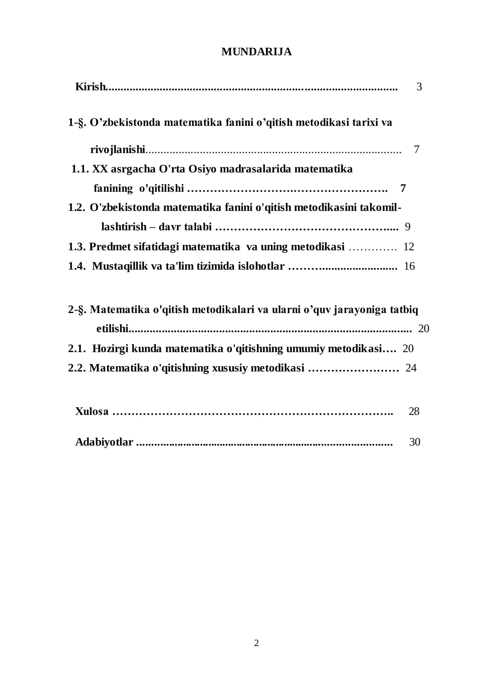 O'zbekistonda matematika fanini o'qitish metodikasi tarixi va rivojlanishi 2
