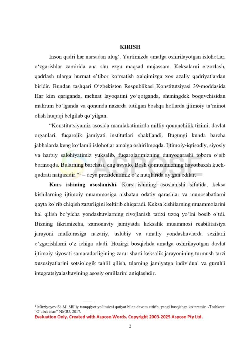 Zamonaviy jamiyatda keksalar bilan ijtimoiy ish (kurs ishi) 2