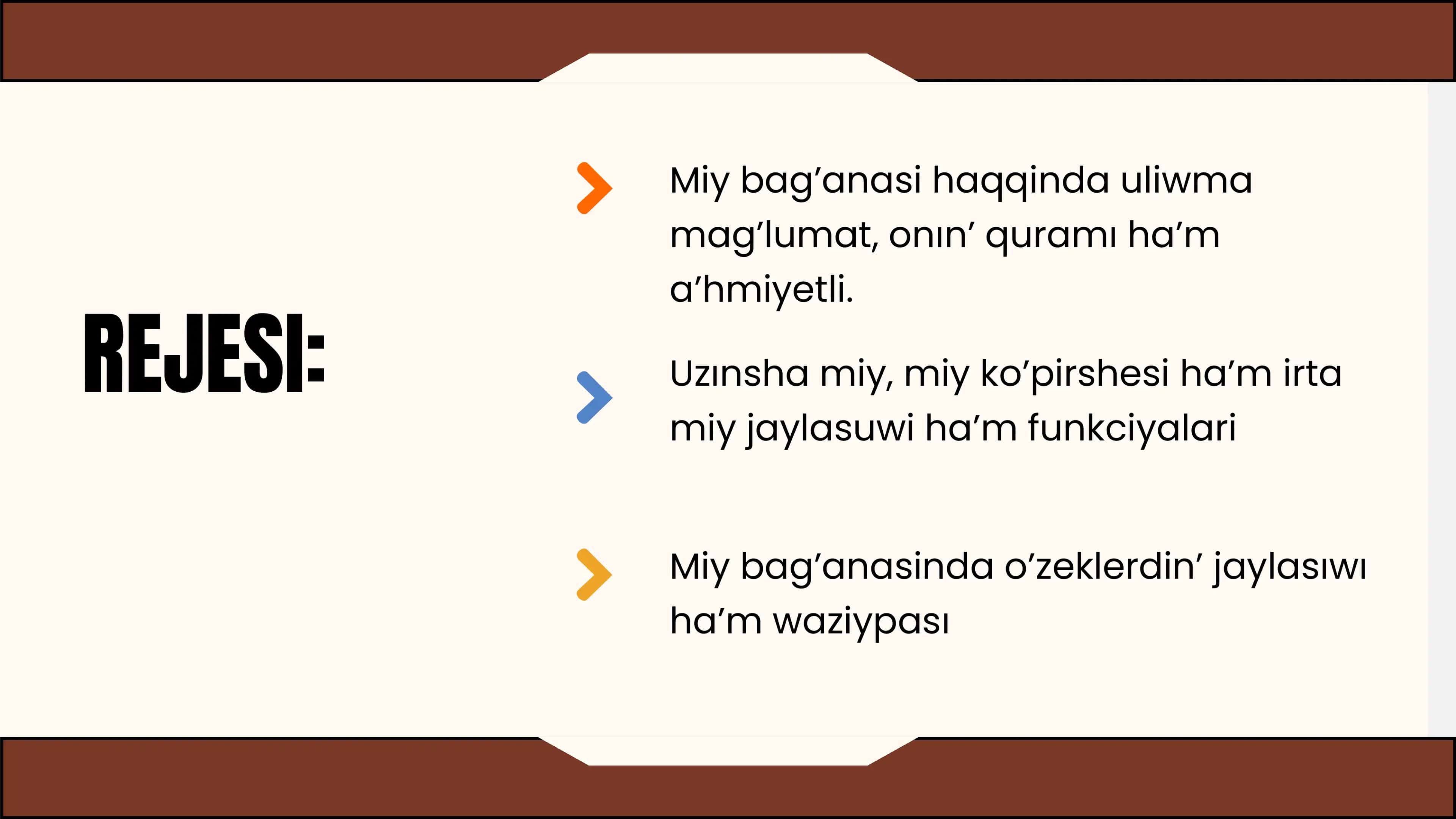 MIY BAG’ANASI O’ZEKLERI HA’M OLARDIN’ KLINIKADAG’I A’HMIYETI 2