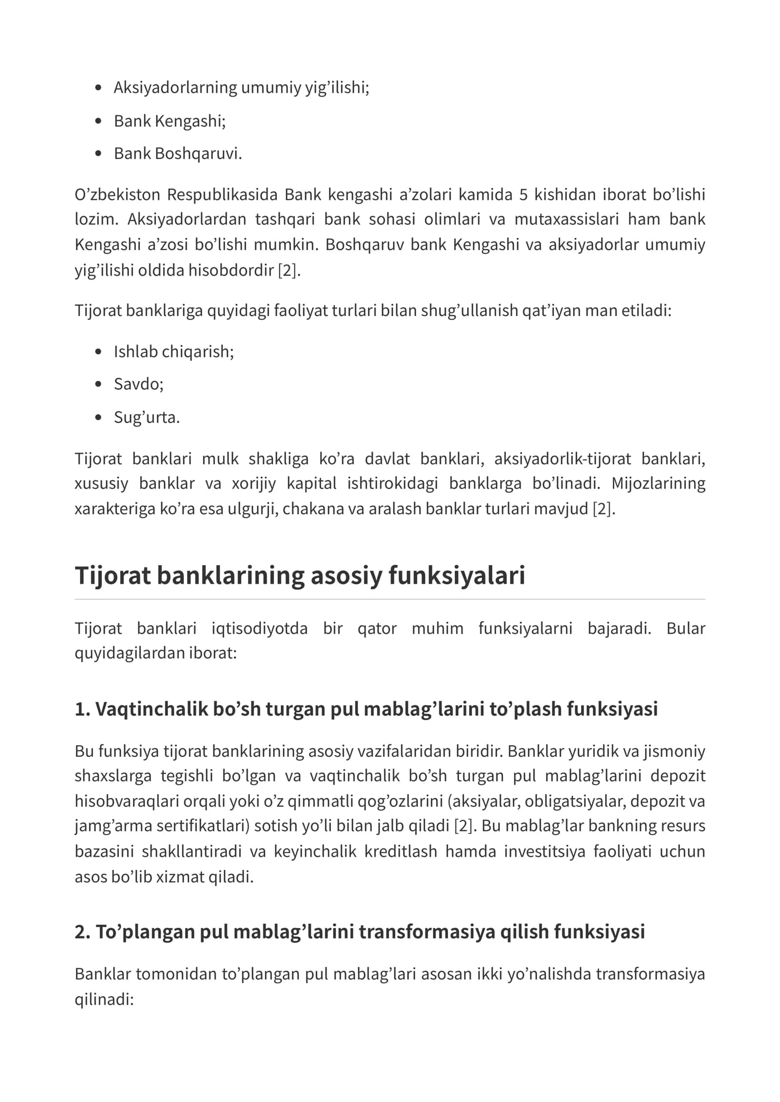 Tijorat banklari va ularning funksiyalari 2