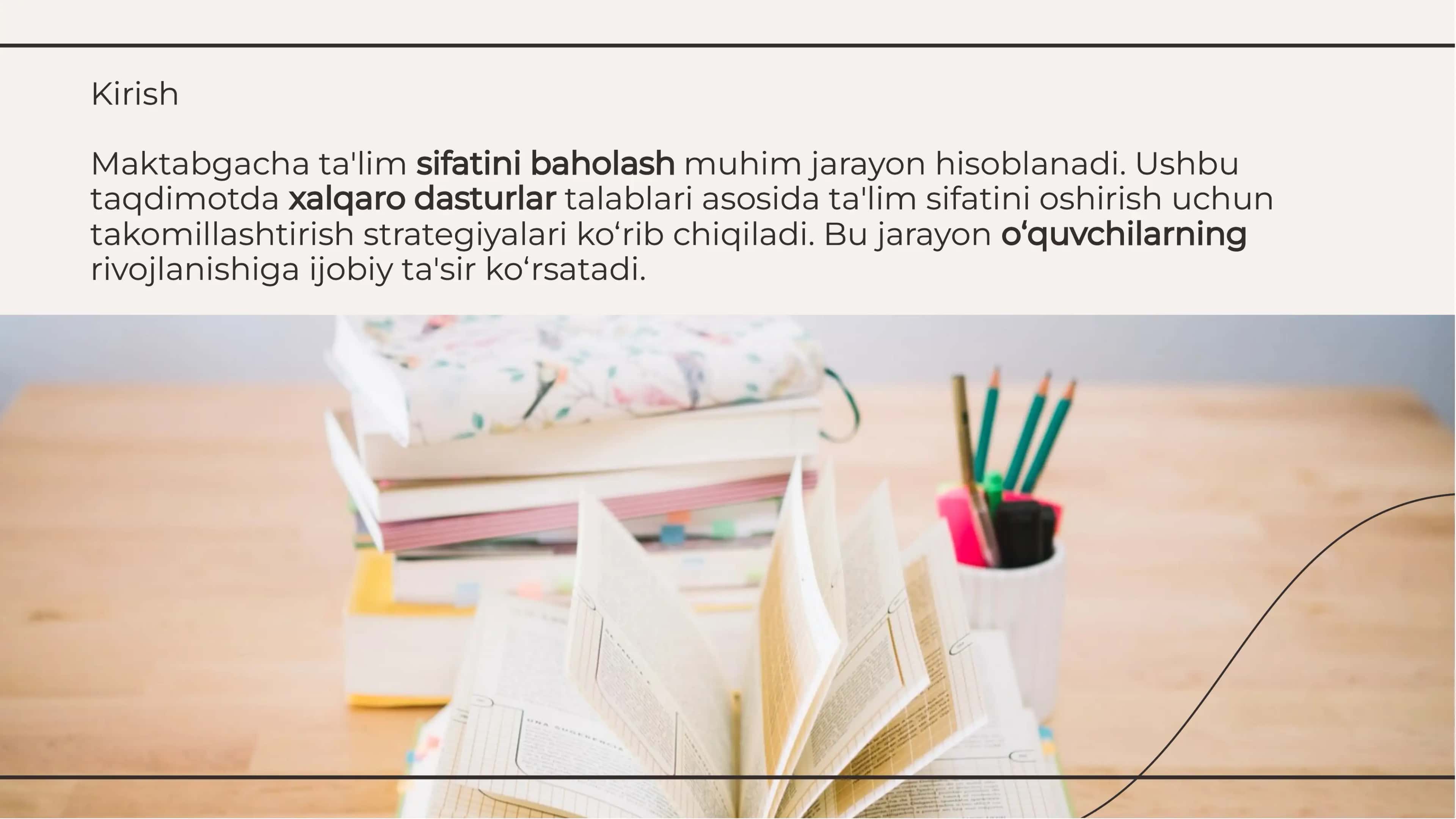 Maktabgacha ta'lim sifatini baholash  mexanizimini xalqaro dasturlar talablari asosida takomillashtirish 2