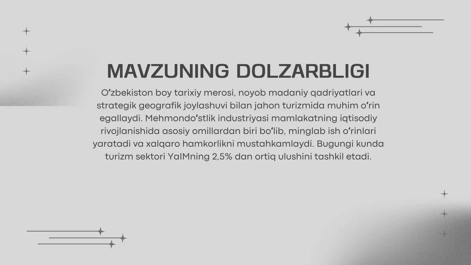 O'ZBEKISTONDA MEHMONDO'STLIK INDUSTRIYASINING RIVOJLANISH XUSUSIYATLARI 2