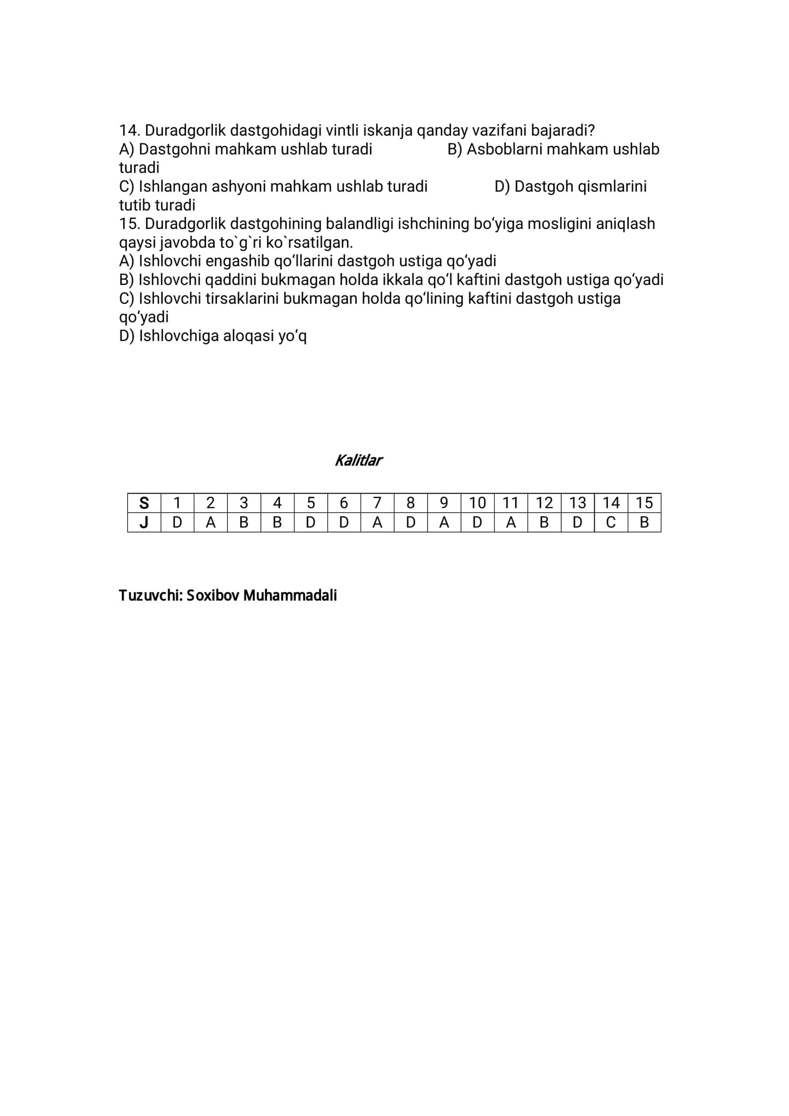 7-Sinf texnologiya  test 2