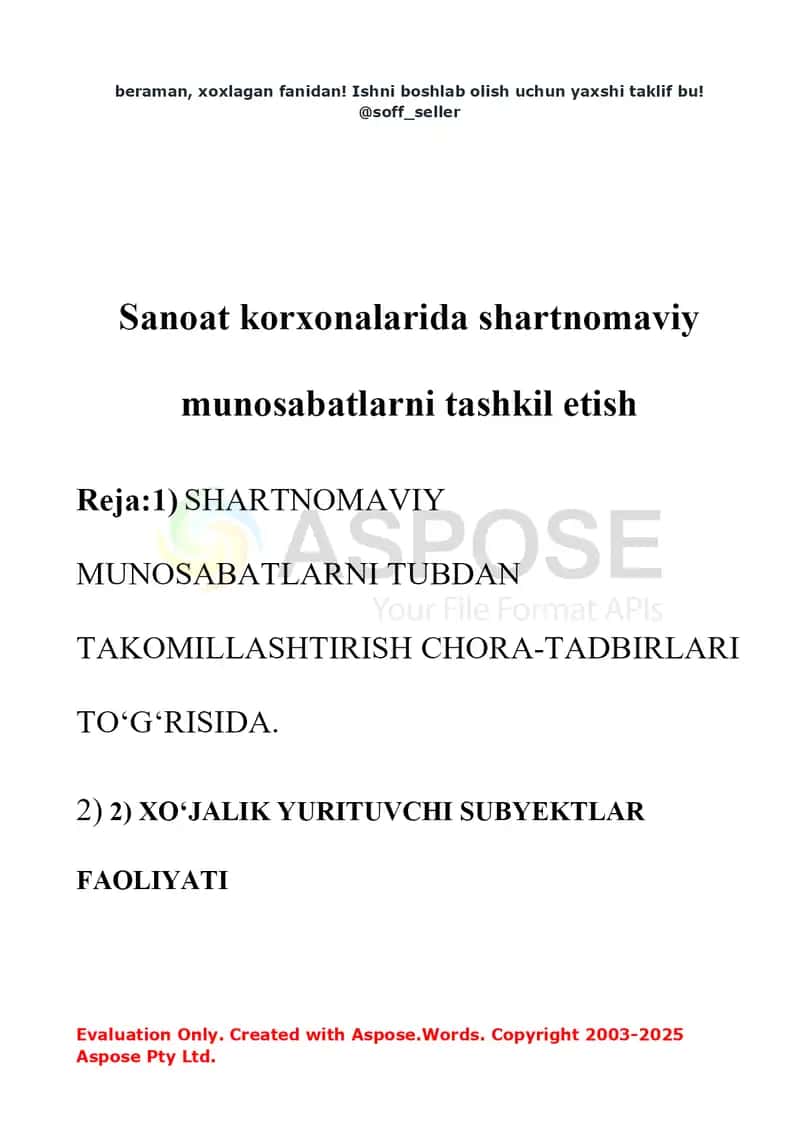 Sanoat korxonalarida shartnomaviy munosabatlarni tashkil etish 2